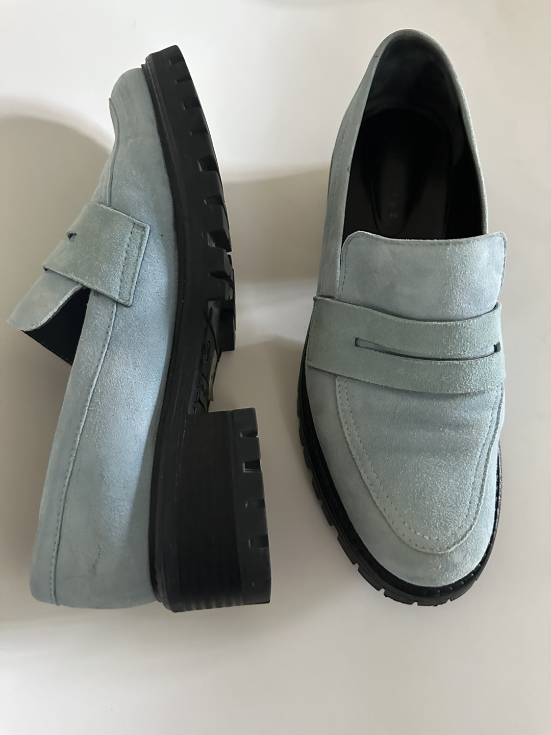 MAGUIRE Sky Blue Suede Loafers, Size 38 / 7-7.5 - photo 3
