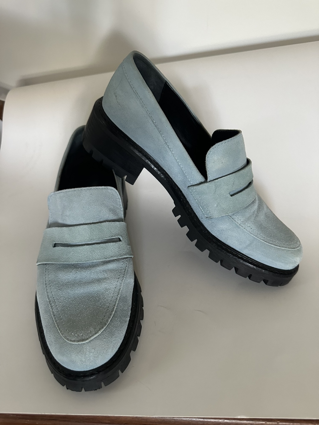 MAGUIRE Sky Blue Suede Loafers, Size 38 / 7-7.5 - photo 2