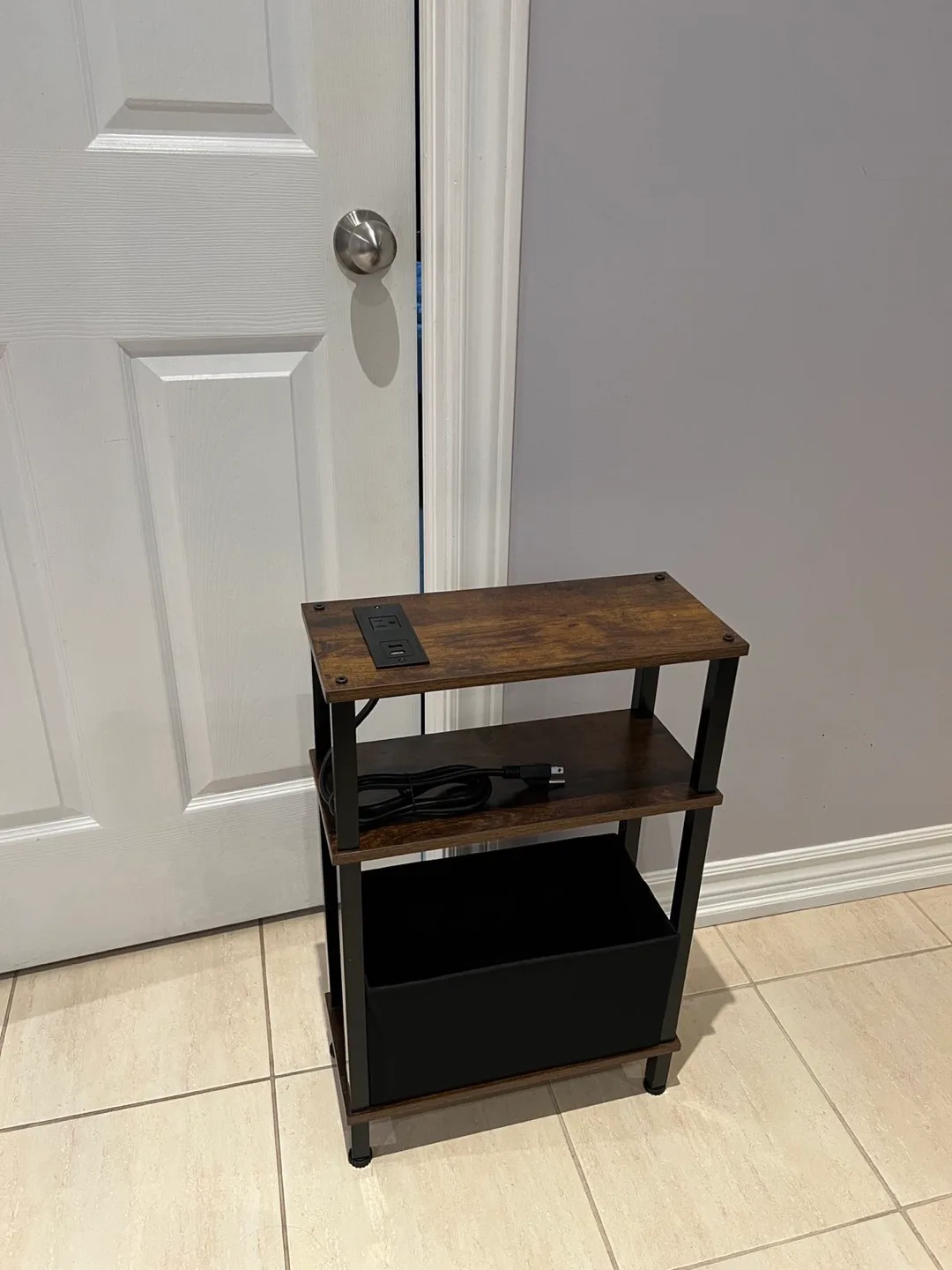 Brown End Table with Charging Station thumbnail