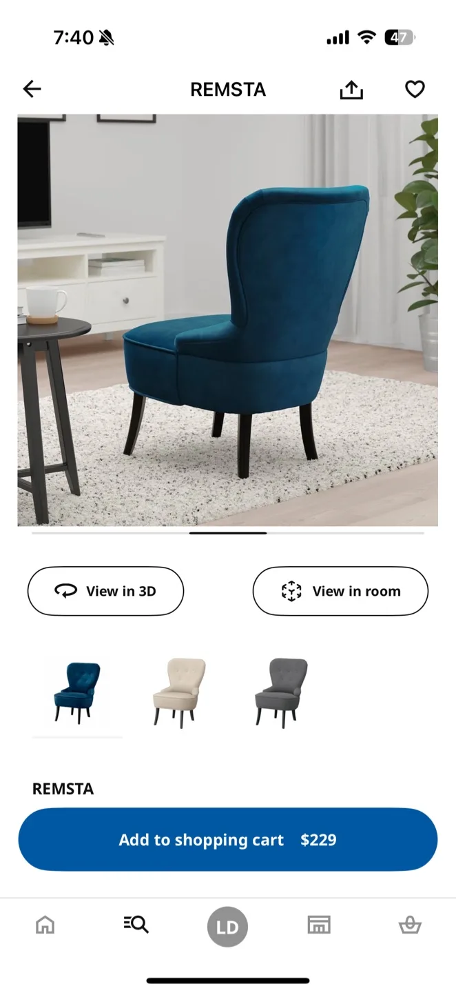 IKEA REMSTA Armchair - Navy Blue image indicator(3)