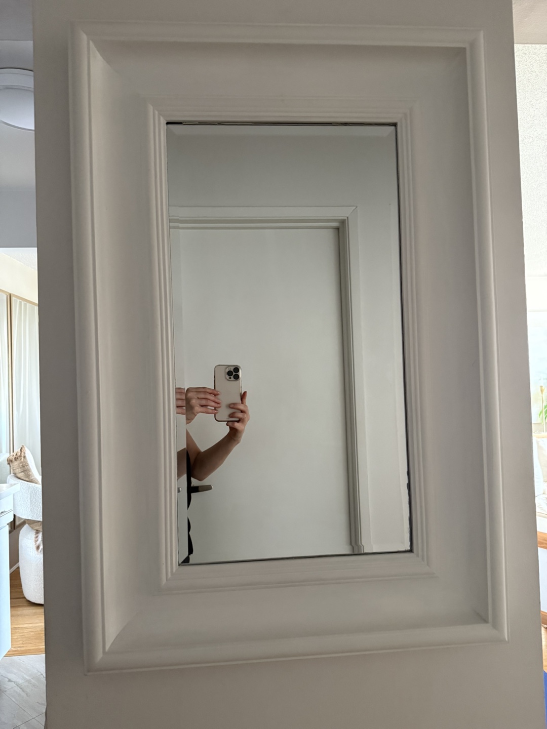 White Framed Mirror - photo 3