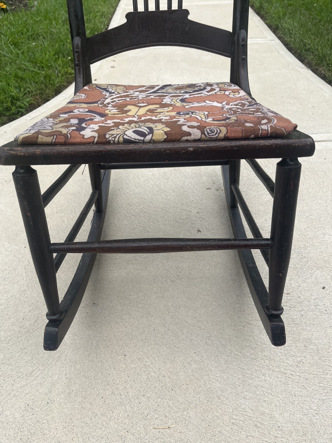 Antique Dark Wood Rocking Chair - photo 2