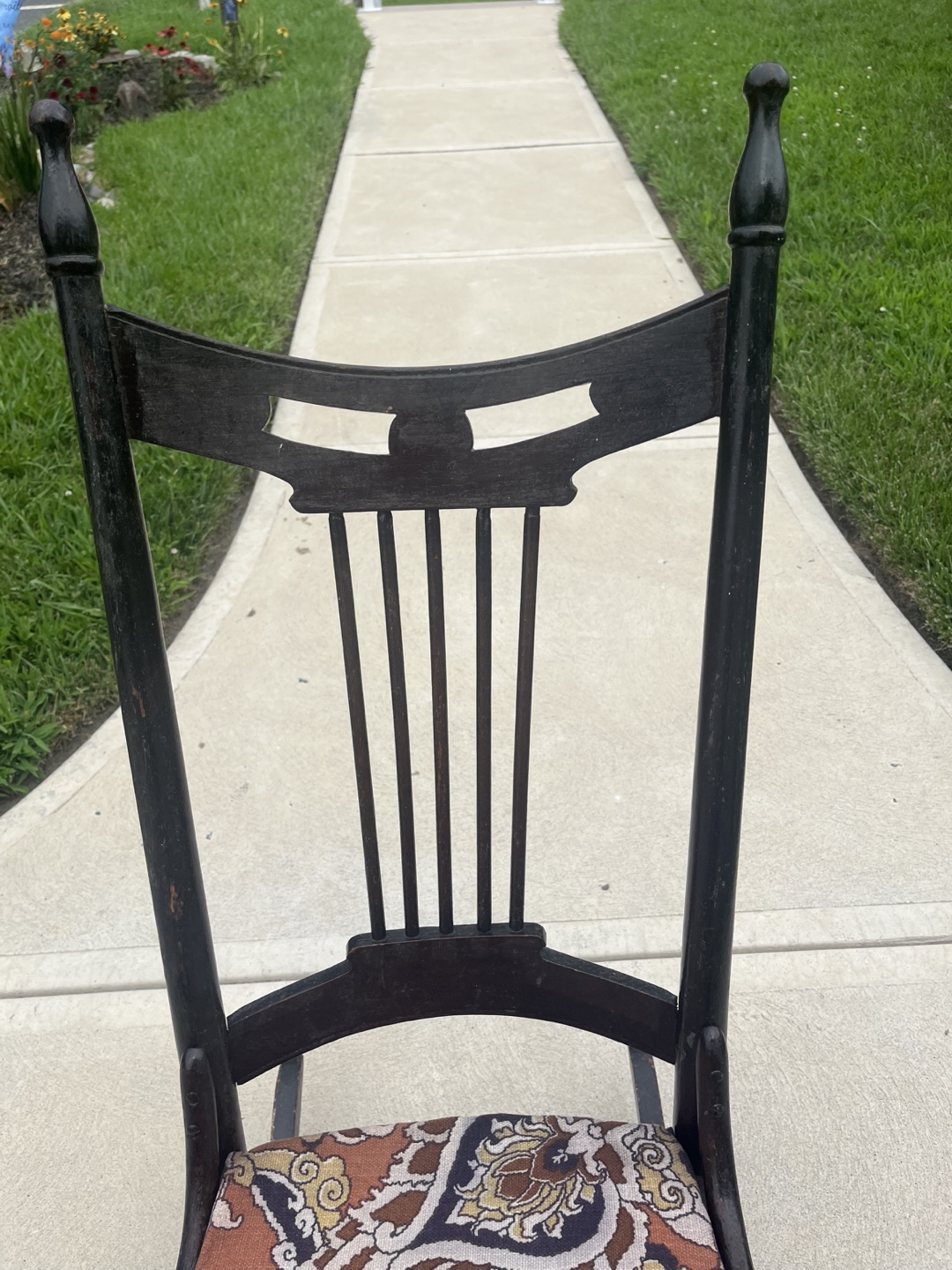 Antique Dark Wood Rocking Chair - photo 3