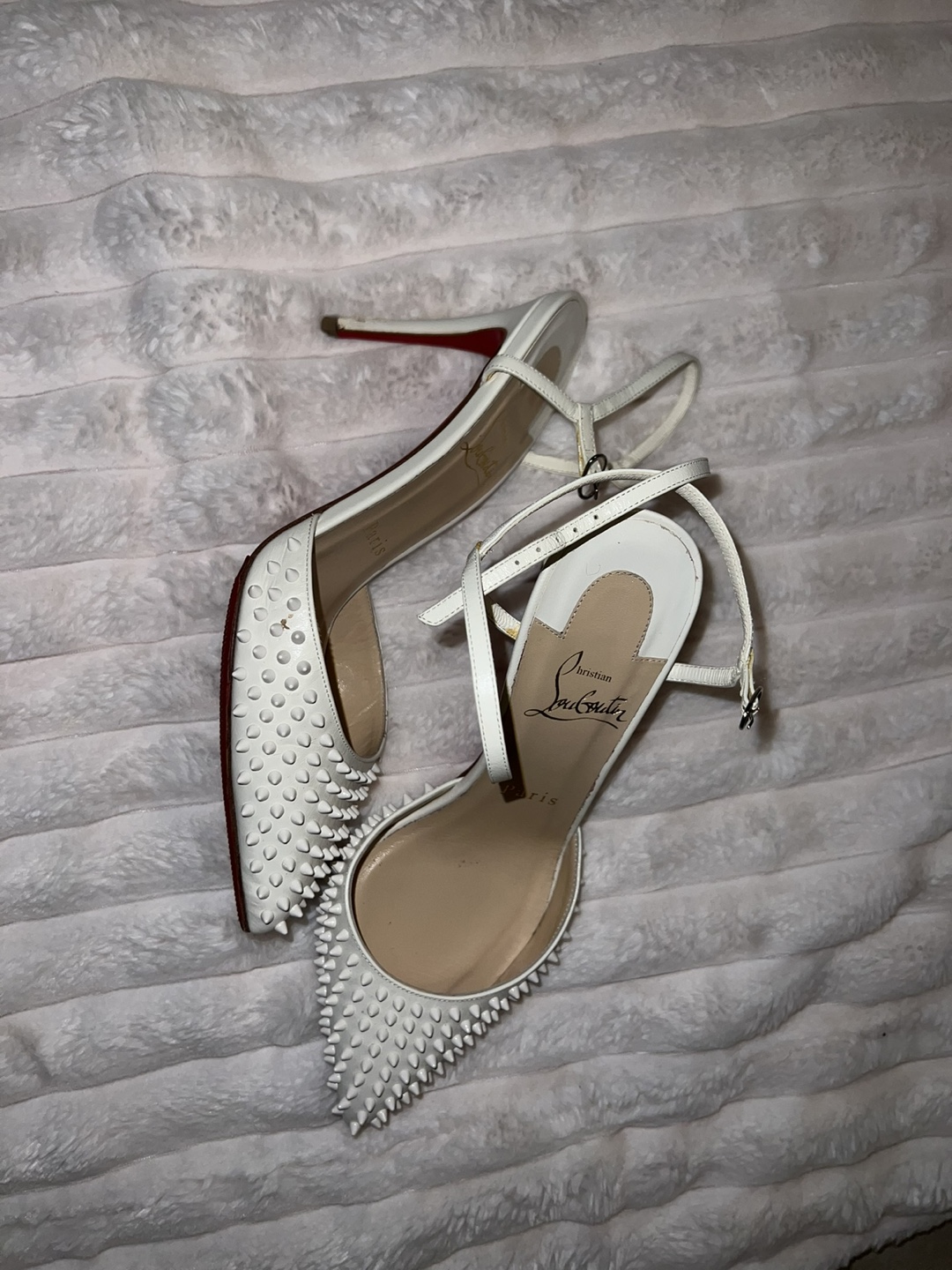 Christian Louboutin White Spike Heels