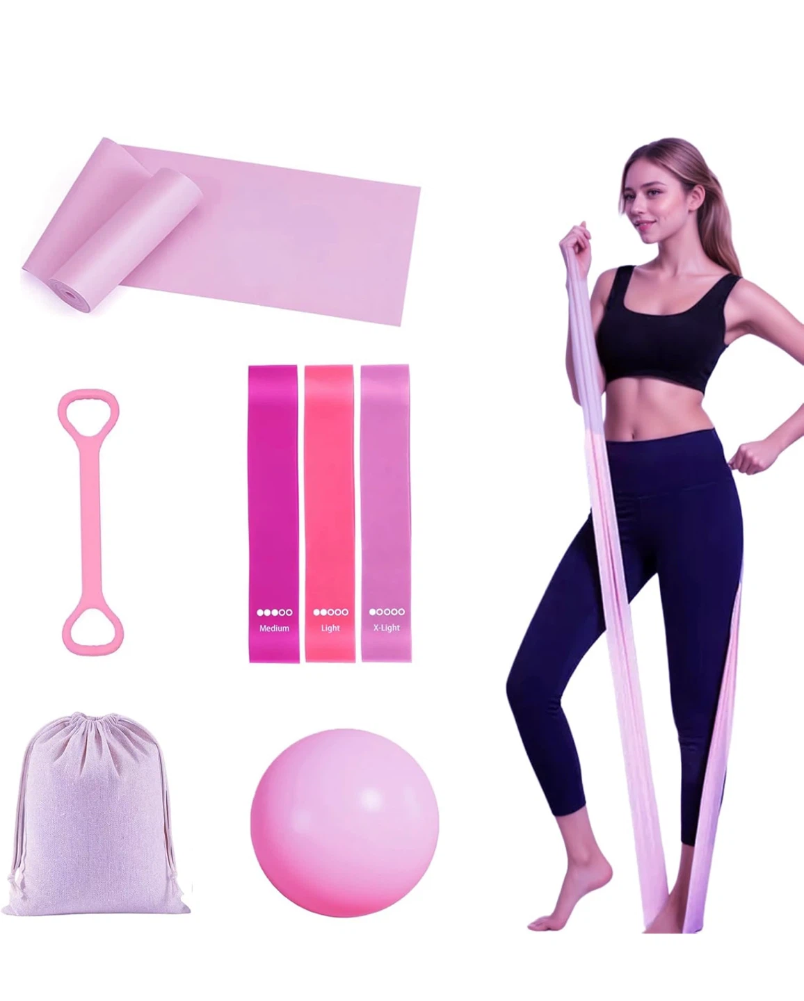 Pilates Training Set - Ball, Bands, Bag