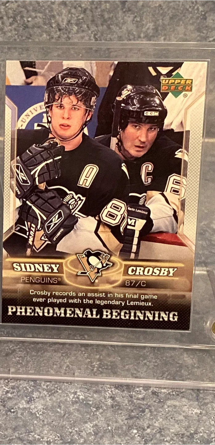 Sidney Crosby and Mario Lemieux Hockey Card and Puck Display! image indicator(3)
