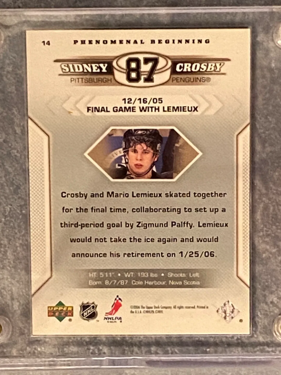 Sidney Crosby and Mario Lemieux Hockey Card and Puck Display! image indicator(2)