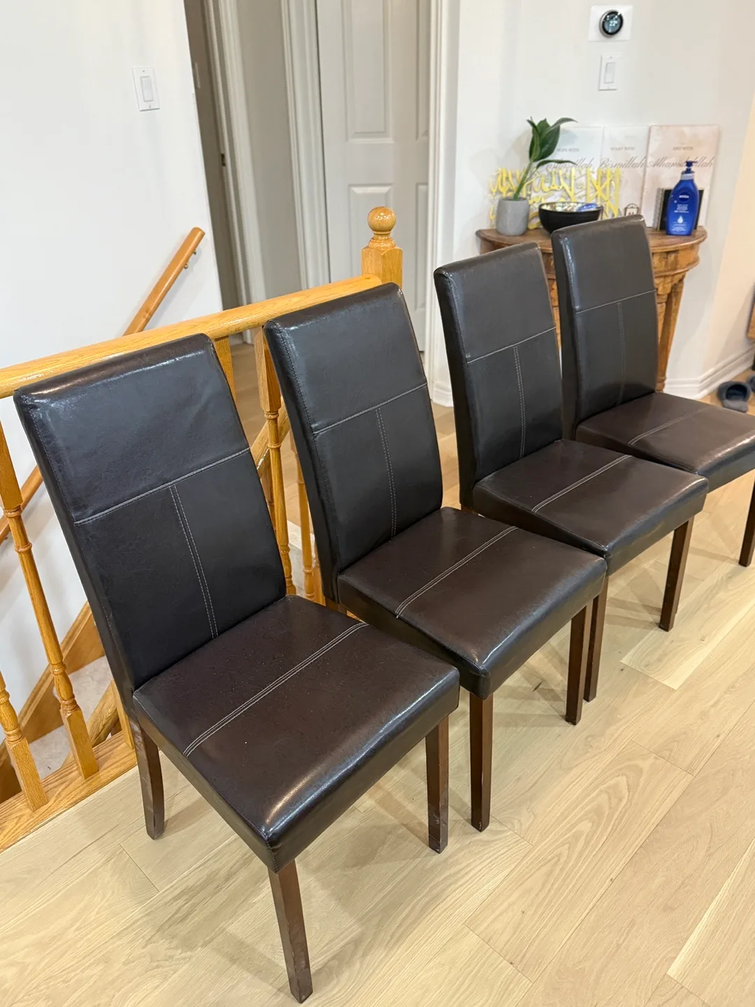 Set of 4 Brown fake leather  Dining Chairs thumbnail