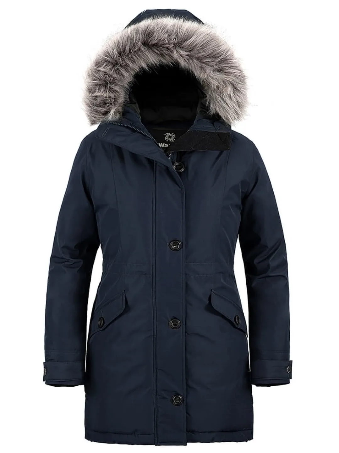 Wantdo Women's Navy Winter Jacket Parka with Hood, Size Large image indicator(2)