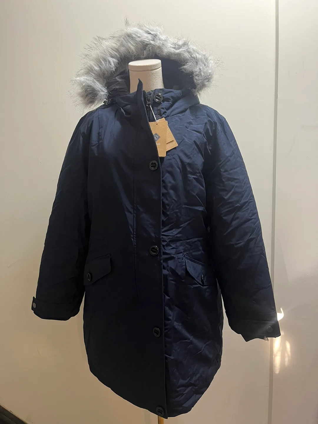 Wantdo Women's Navy Winter Jacket Parka with Hood, Size Large image indicator(6)