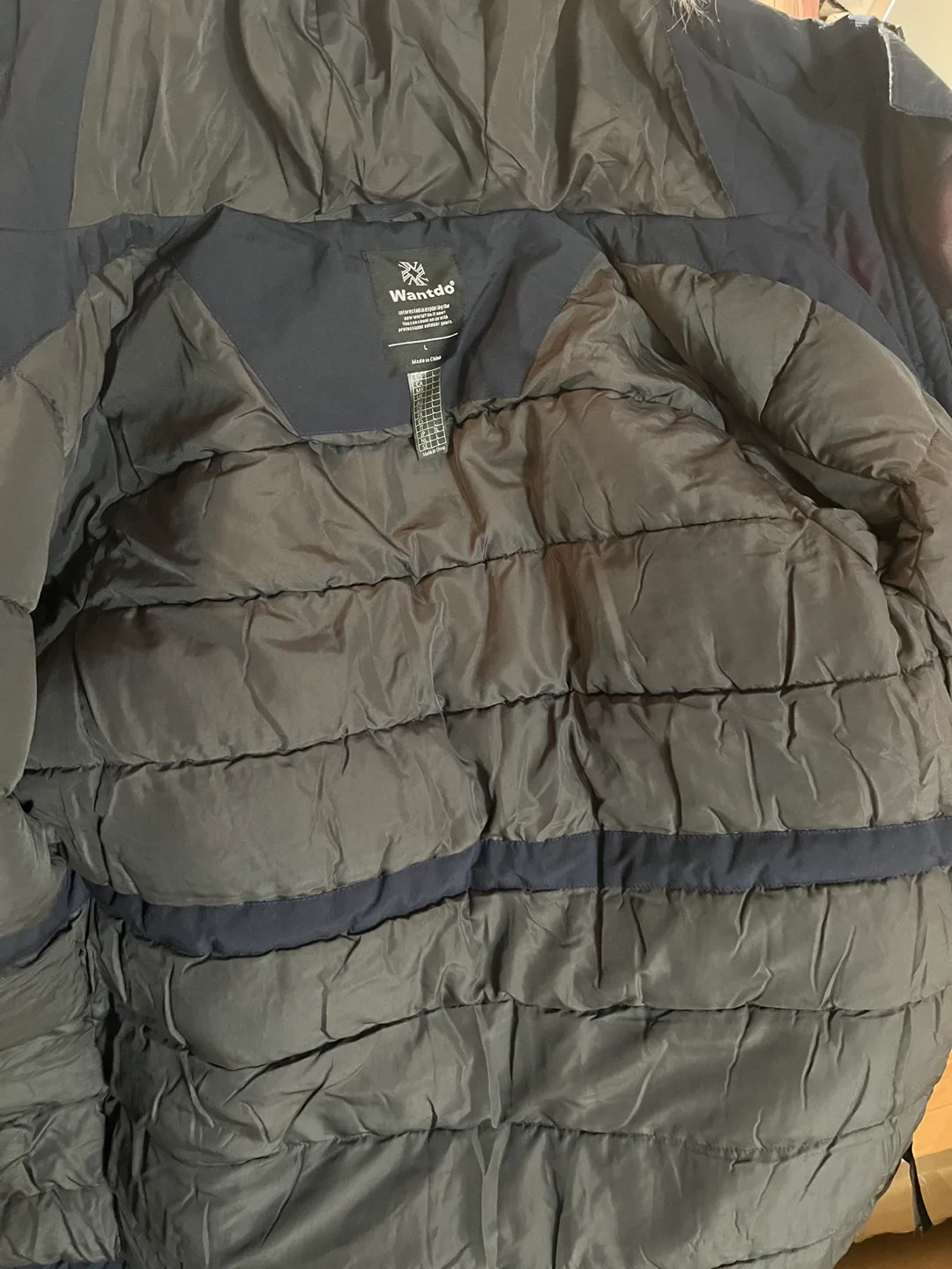 Wantdo Women's Navy Winter Jacket Parka with Hood, Size Large image indicator(9)