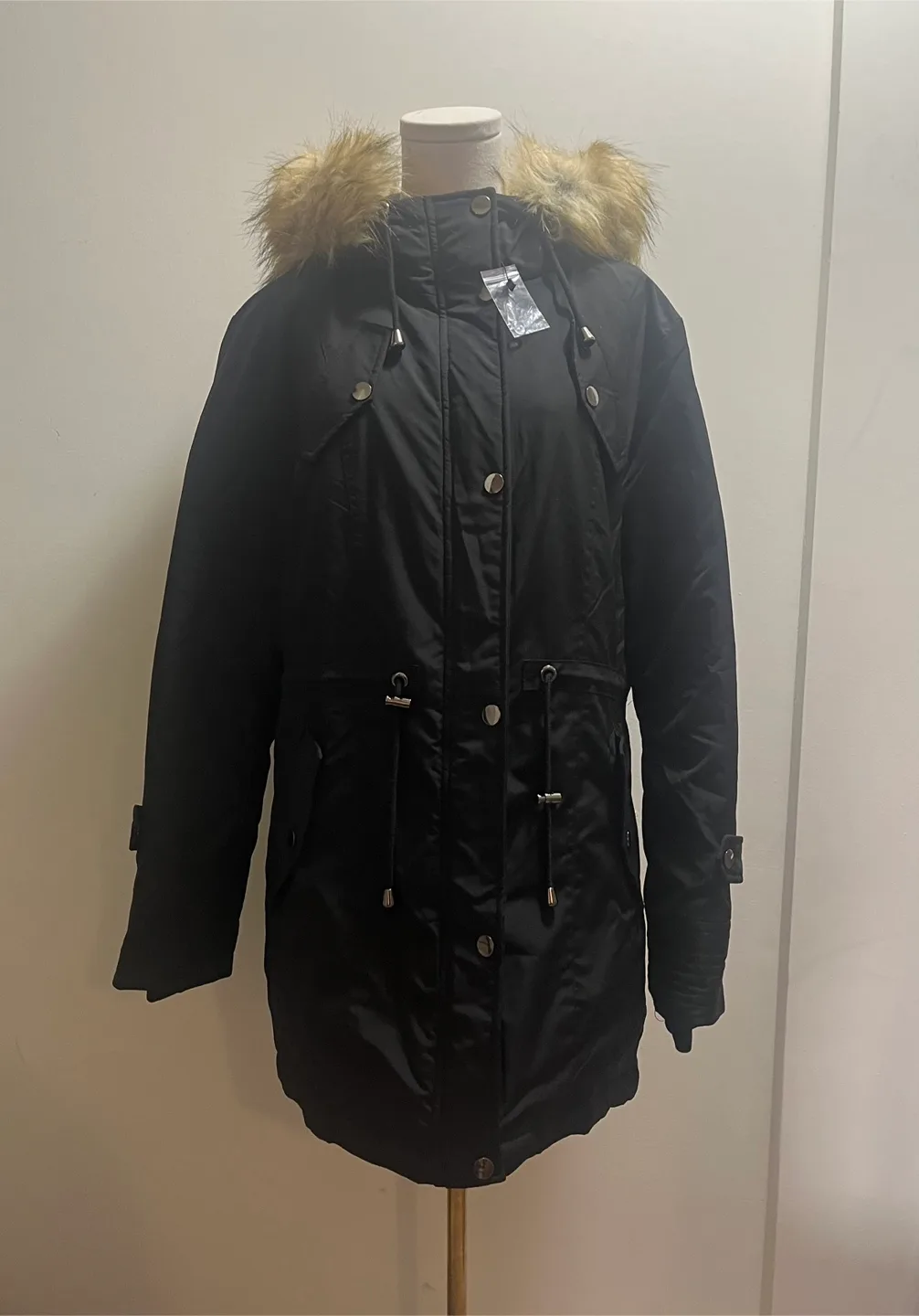 Nutexrol Women's Black Parka with Faux Fur Hood sz Large image indicator(5)