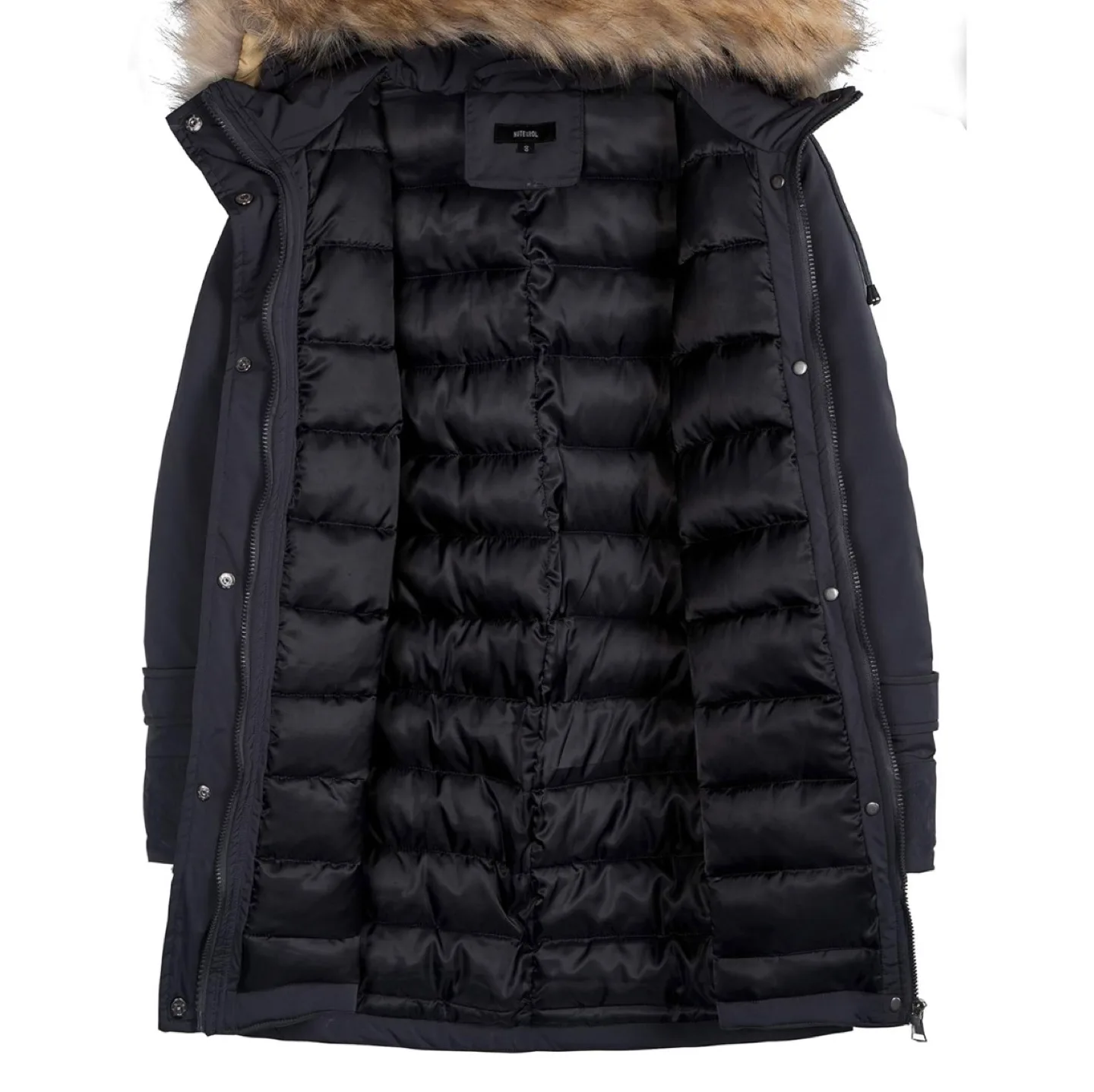 Nutexrol Women's Black Parka with Faux Fur Hood sz Large image indicator(3)