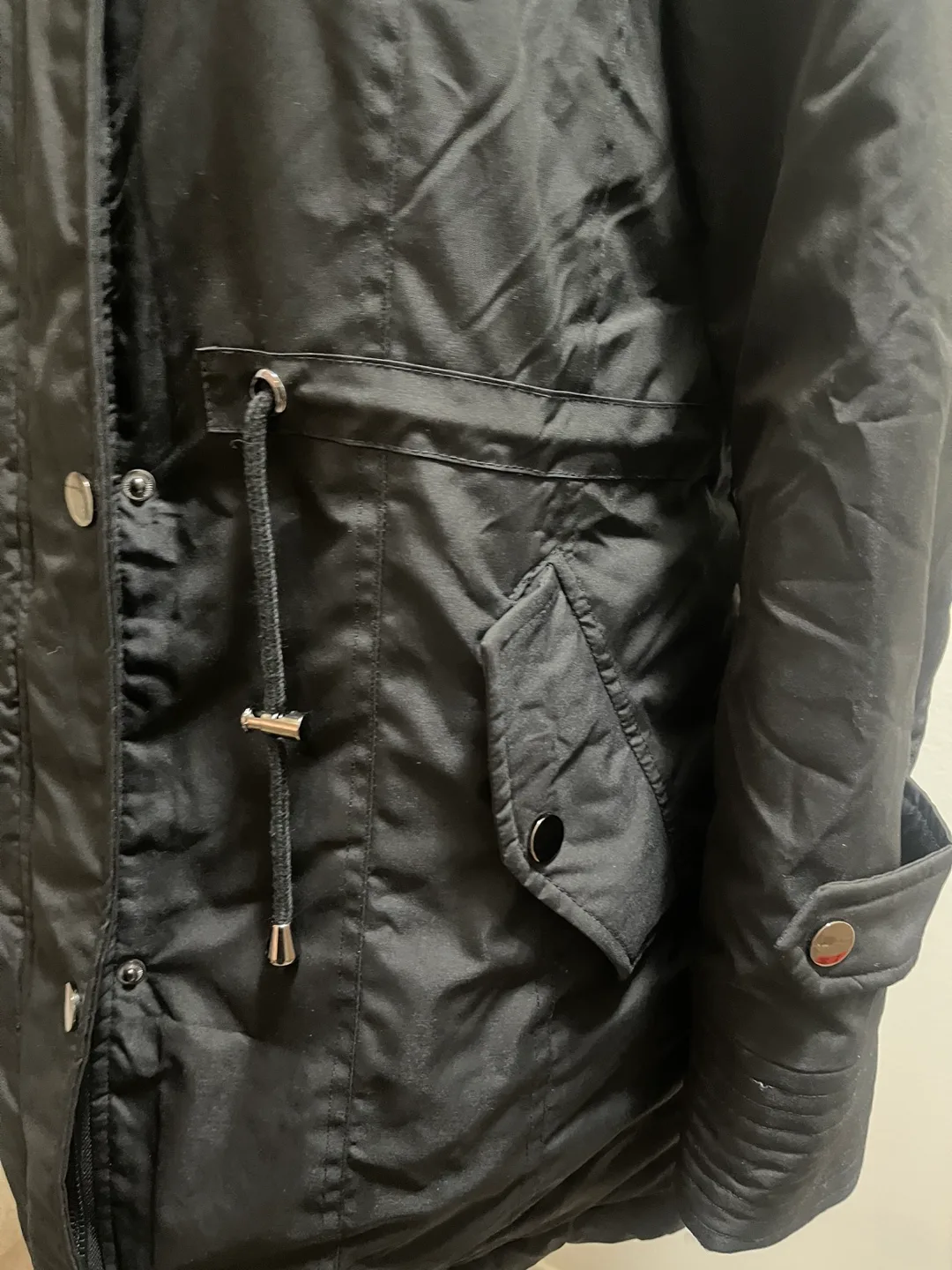 Nutexrol Women's Black Parka with Faux Fur Hood sz Large image indicator(10)