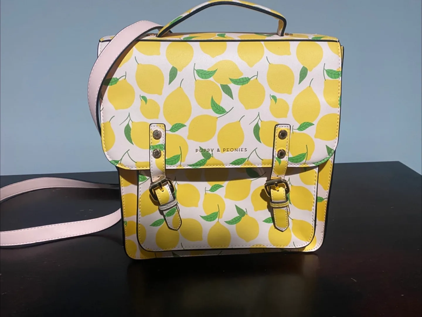 Poppy & Peonies Lemon Print Satchel