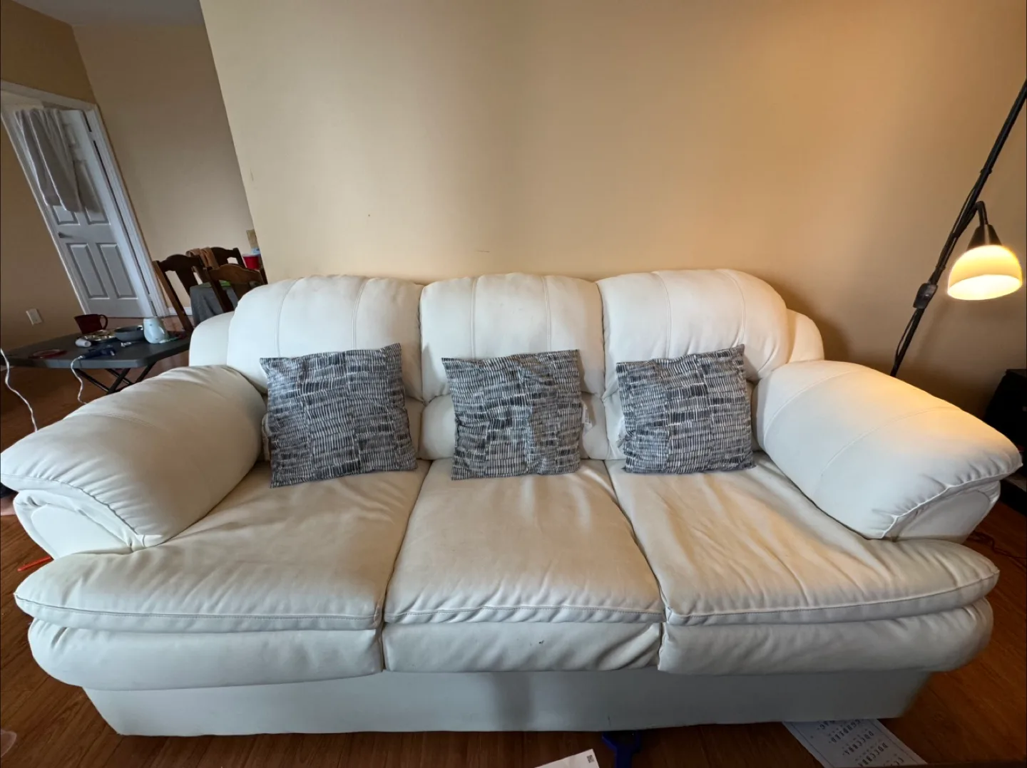 White Leather 3-Seat Sofa thumbnail
