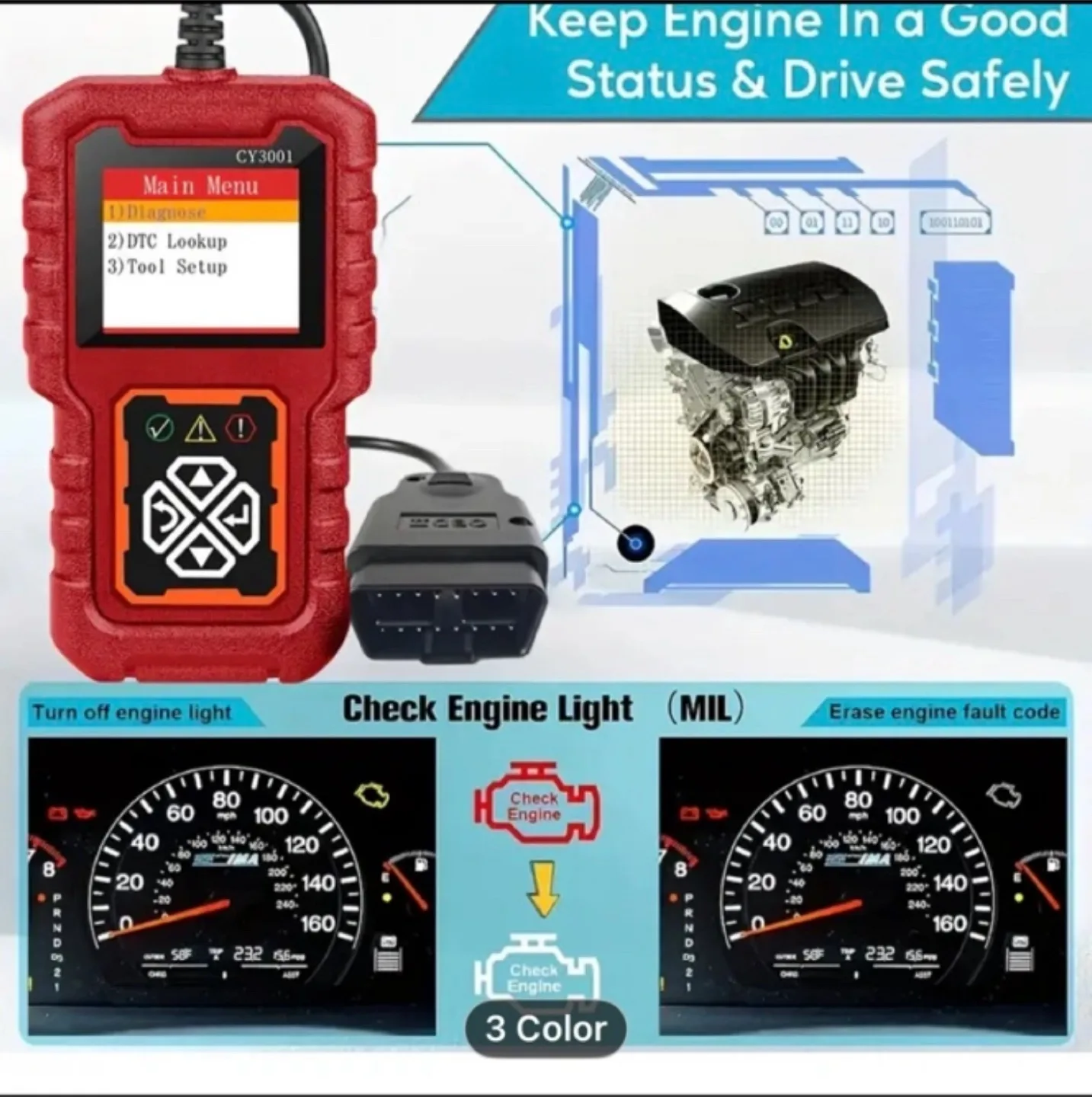 OBD2 Code Reader | OBD2 Scanner CY3001 | Car Engine Diagnostic image indicator(3)
