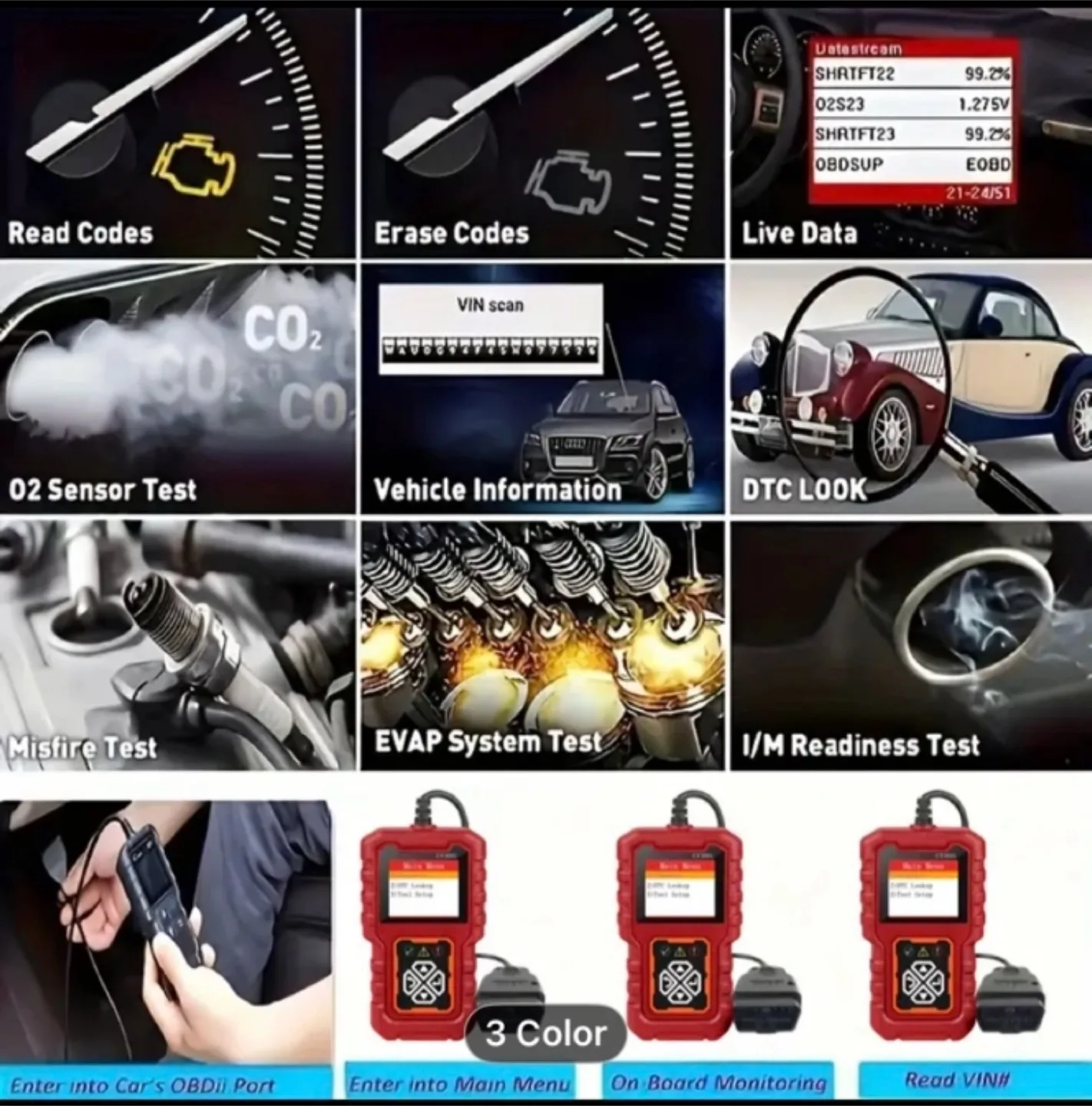 OBD2 Code Reader | OBD2 Scanner CY3001 | Car Engine Diagnostic image indicator(2)