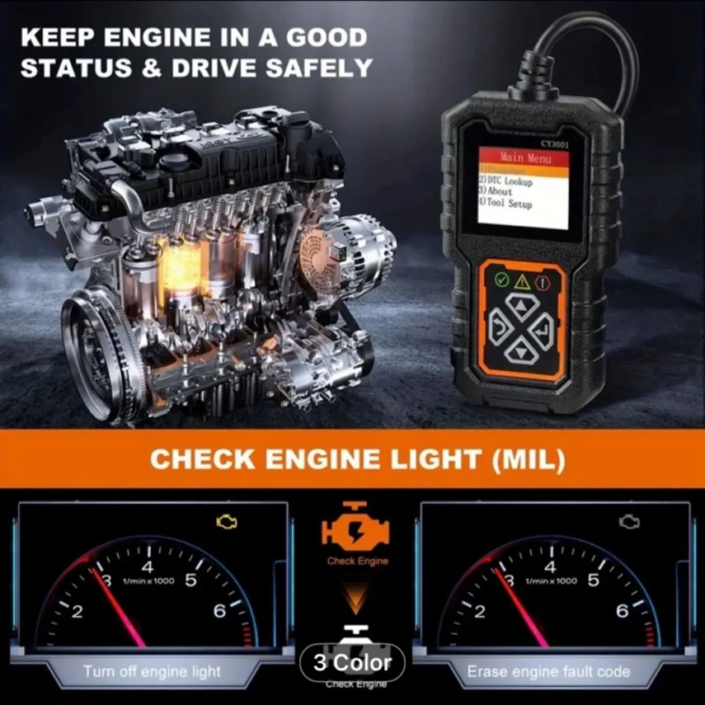 OBD2 Code Reader | OBD2 Scanner CY3001 | Car Engine Diagnostic image indicator(10)