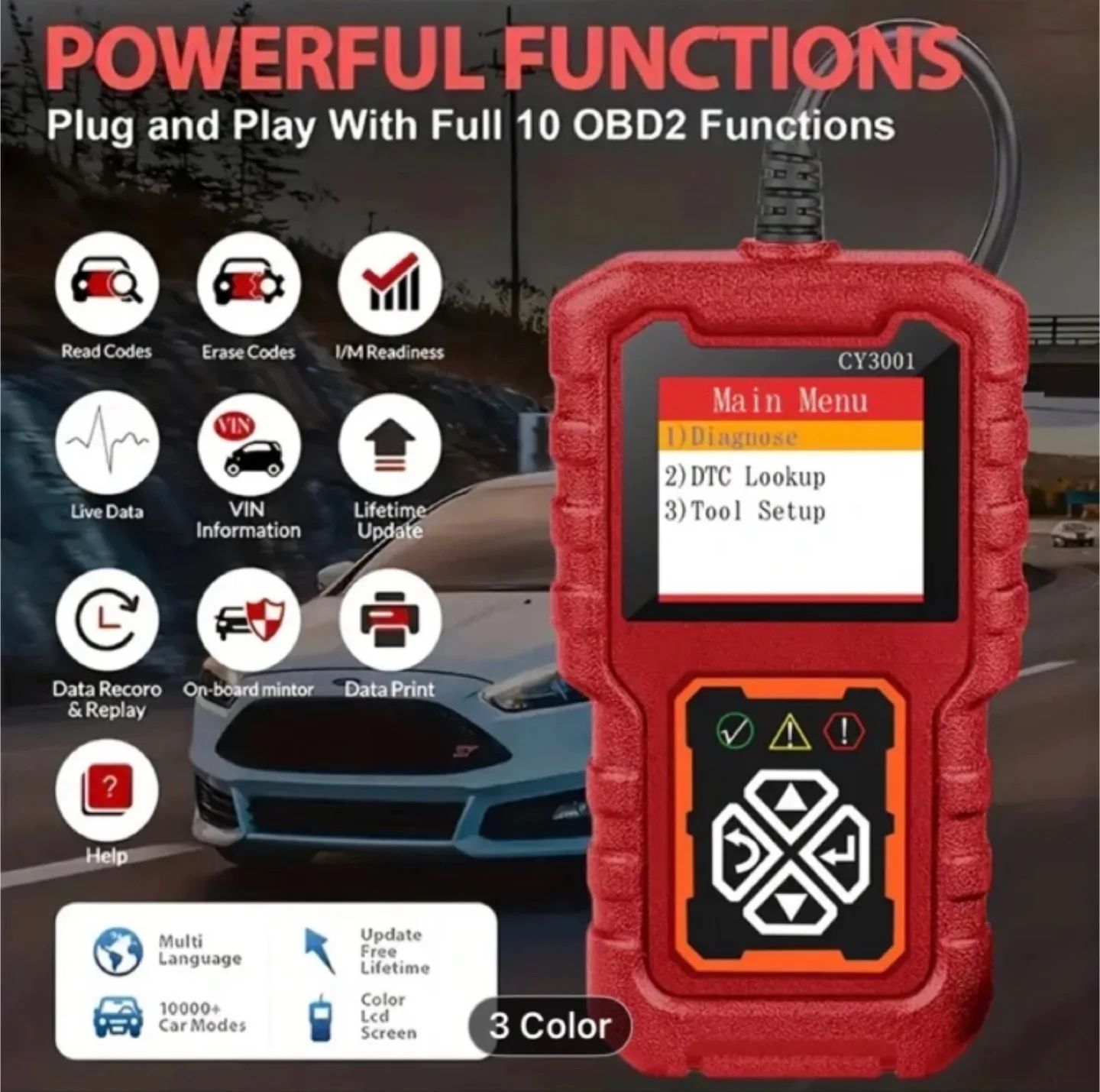 OBD2 Code Reader | OBD2 Scanner CY3001 | Car Engine Diagnostic image indicator(8)