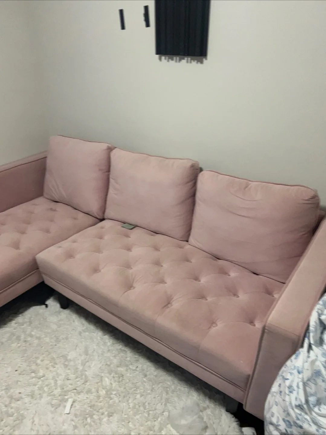 Pink Tufted  velvet Sectional Sofa image indicator(2)