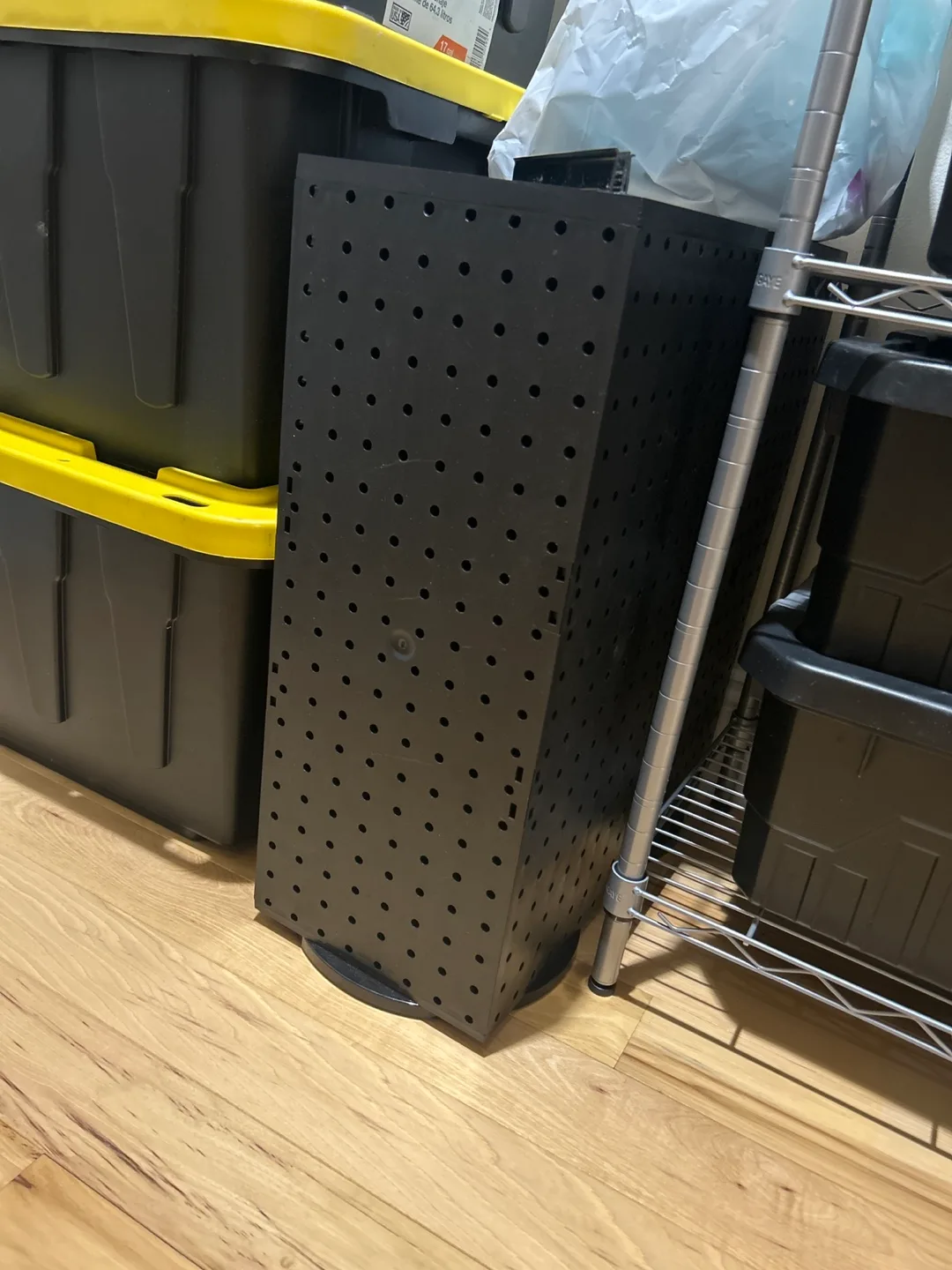 Rotating Pegboard Display Stand with 24 Hooks - Black