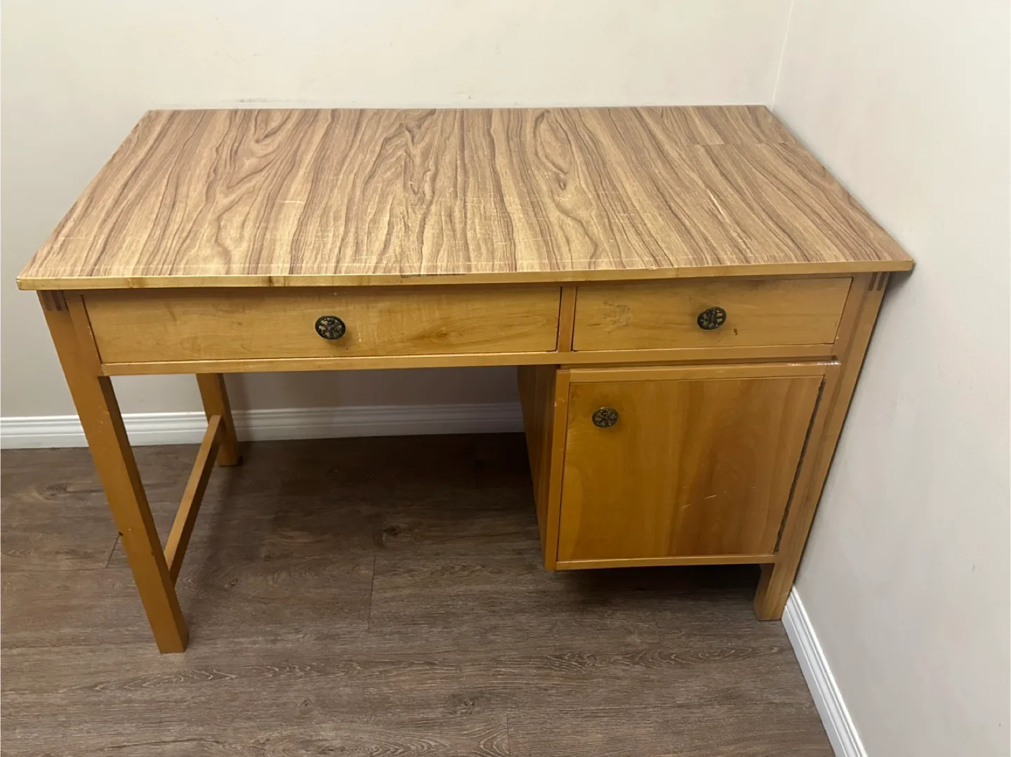 Wooden Desk with Drawers and Cabinet thumbnail