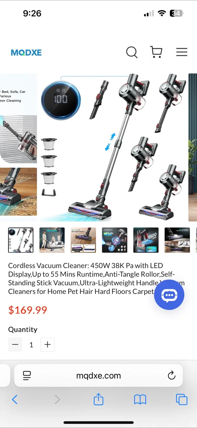 MQDXE Cordless Vacuum Cleaner - Like New! thumbnail