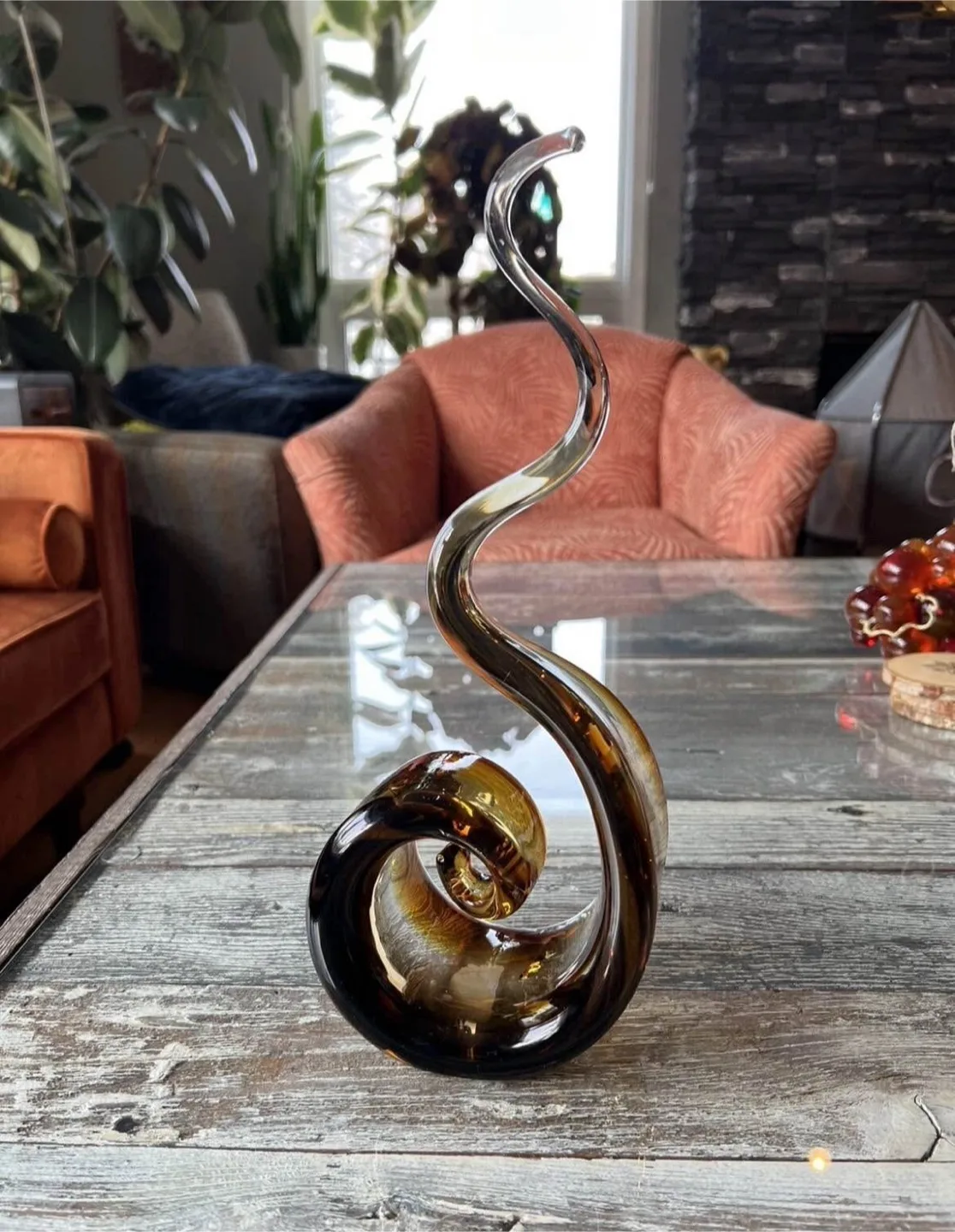 Murano Glass Spiral Sculpture Retro Mid Century Modern Art thumbnail