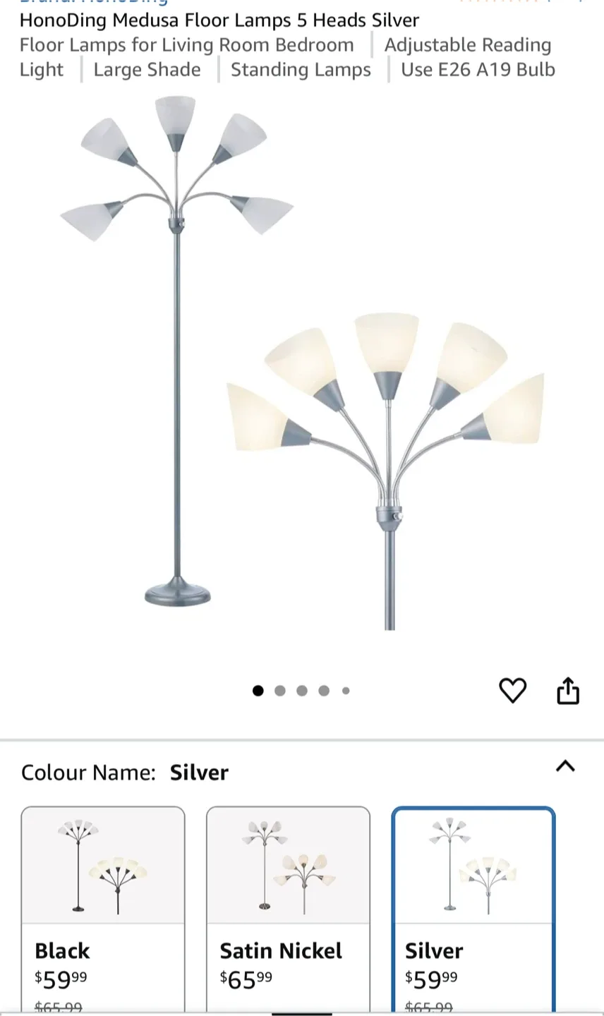 HonoDing Medusa 5-Head Floor Lamp - Silver thumbnail