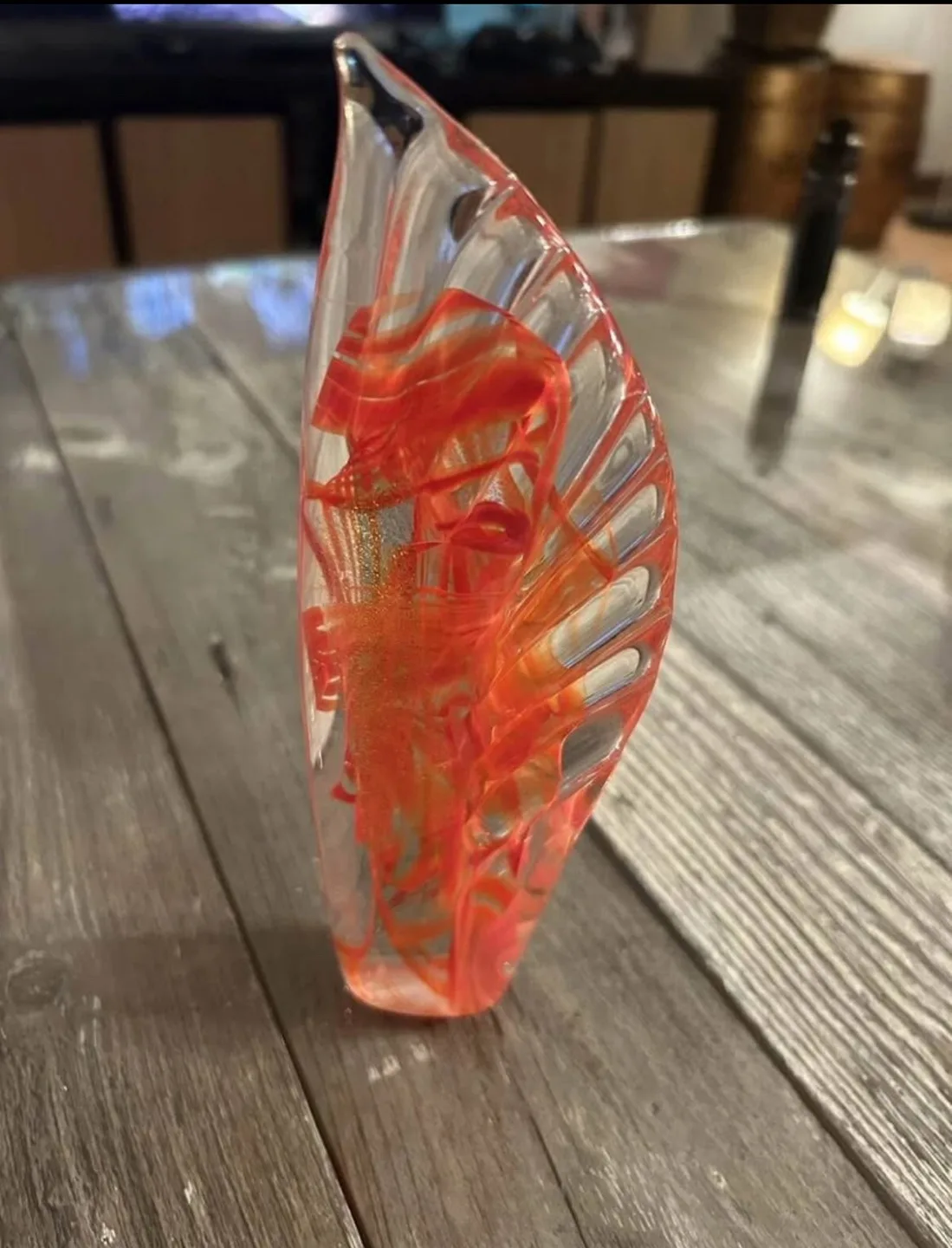 Small Unique Orange Fire Glass Ornament thumbnail