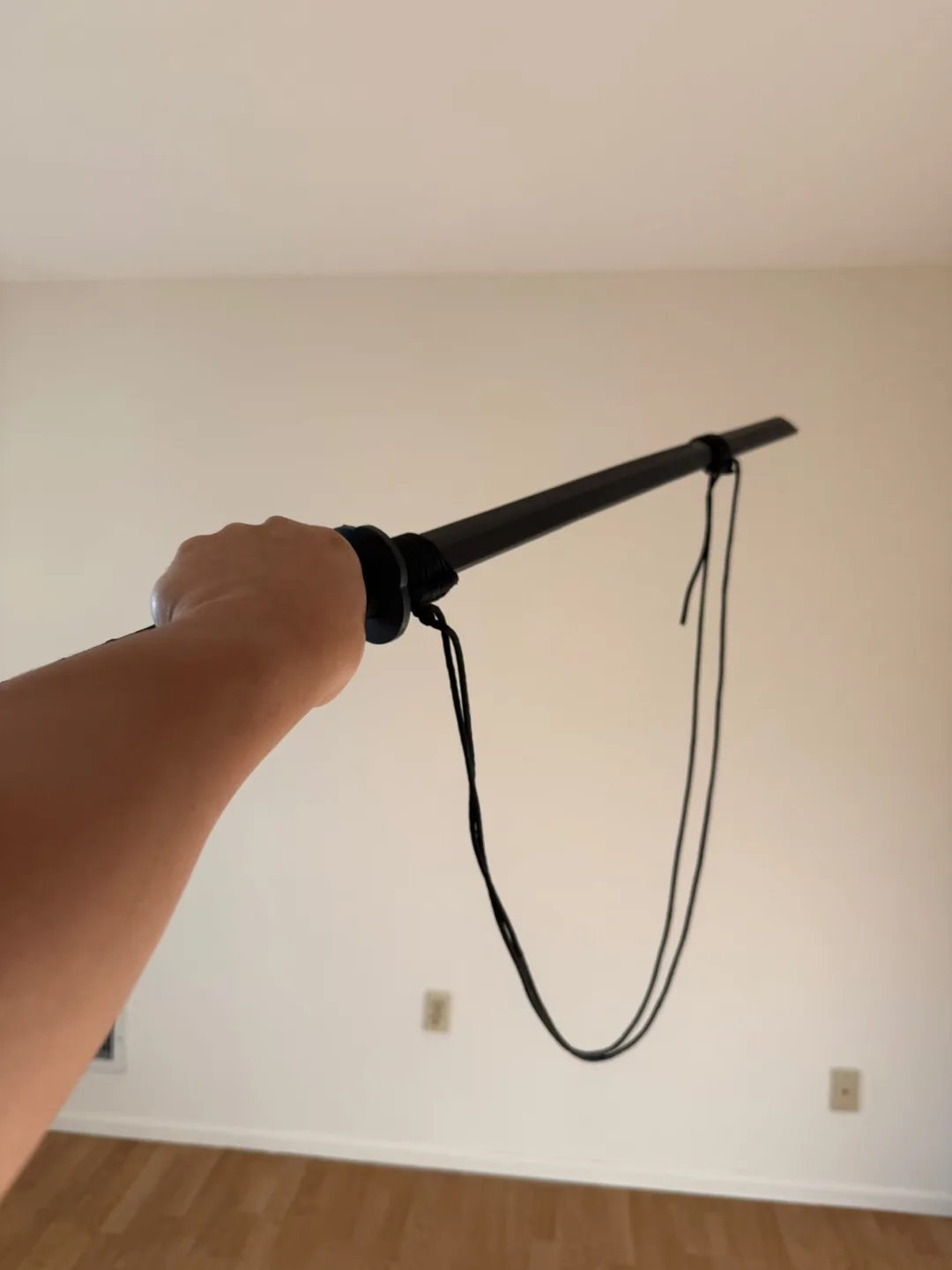 Solid Wood Black Practice Katana w/ Strap image indicator(3)