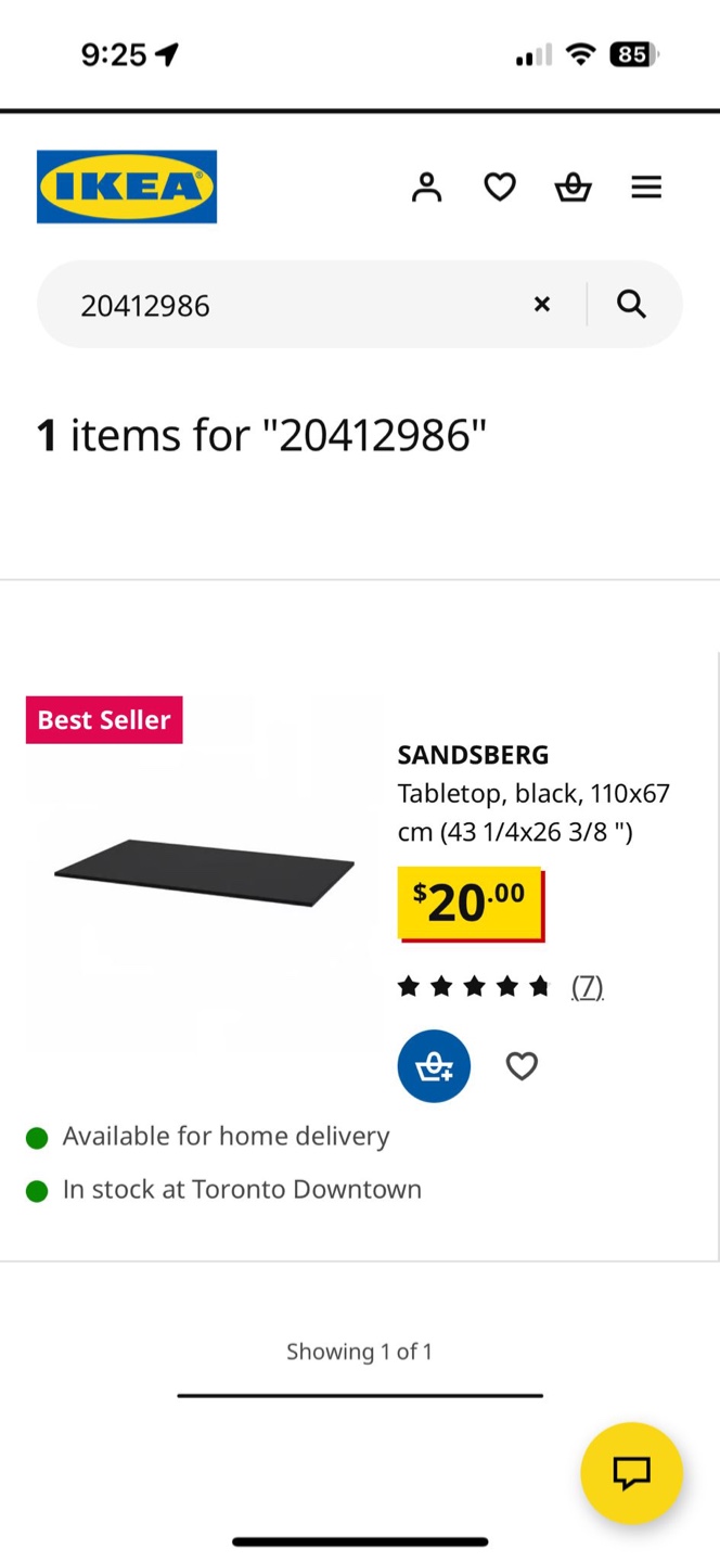 IKEA SANDSBERG Tabletop & Frame - Black