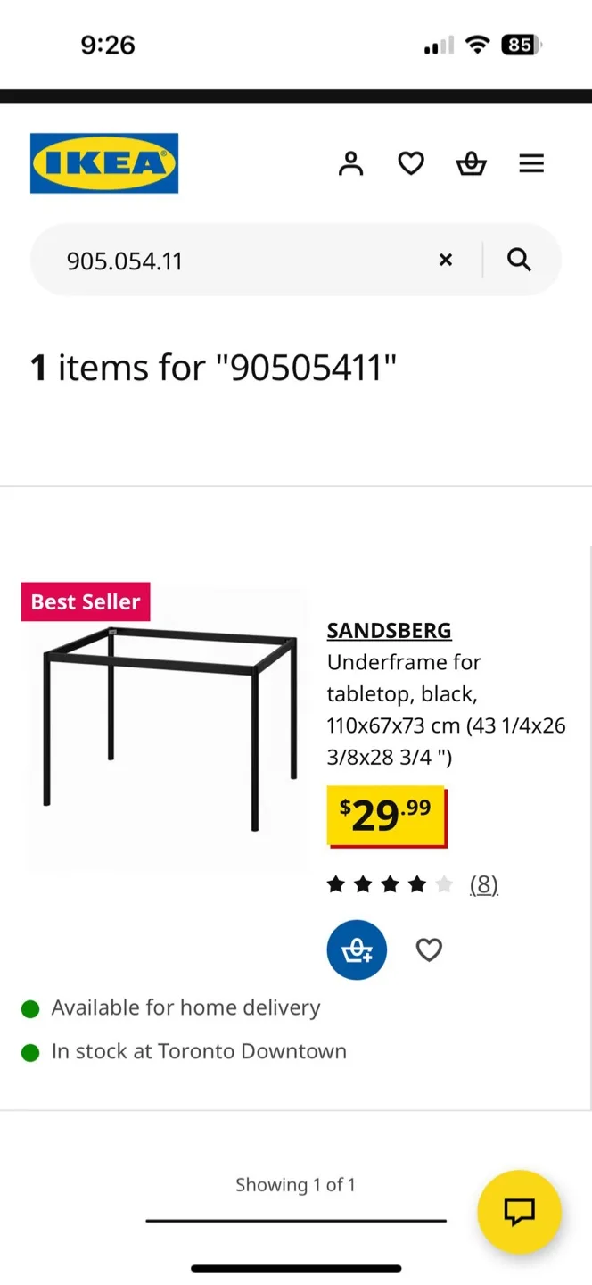 IKEA SANDSBERG Tabletop & Frame - Black image indicator(2)