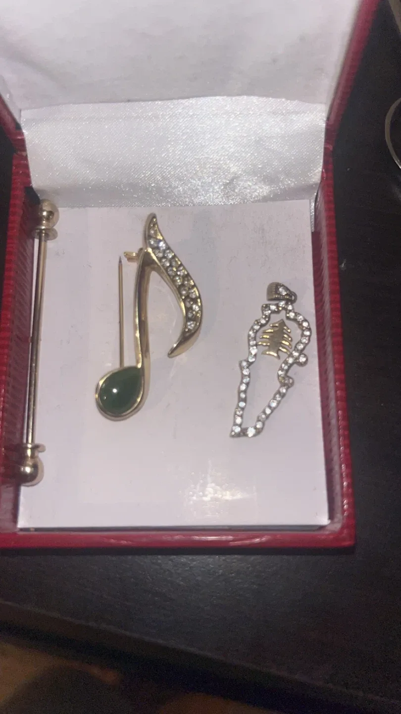 Vintage Brooches Set - Music Note & Tree Design thumbnail