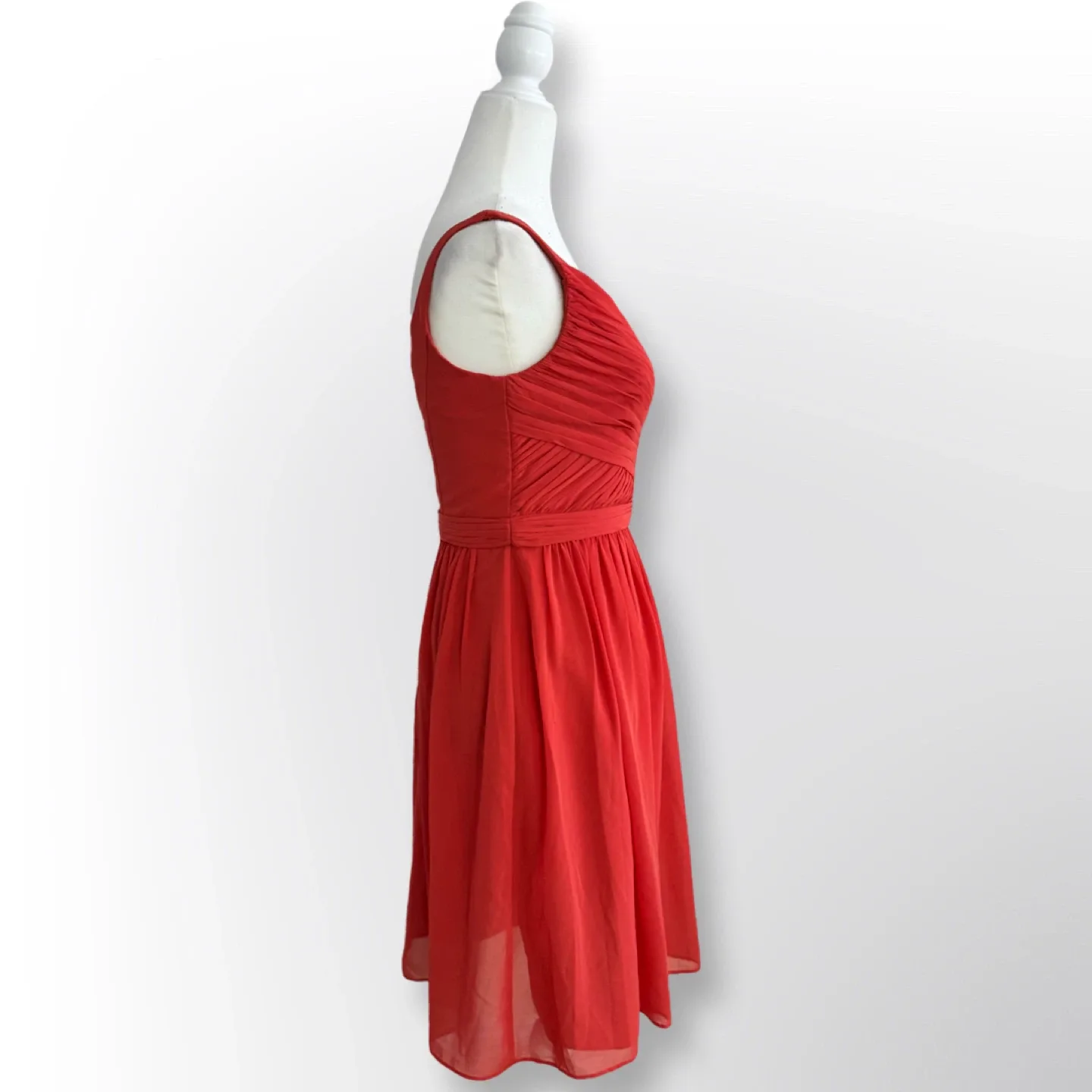 New With Tags! David’s Bridal Chiffon V-Neck Mini Dress | Size 2 image indicator(3)