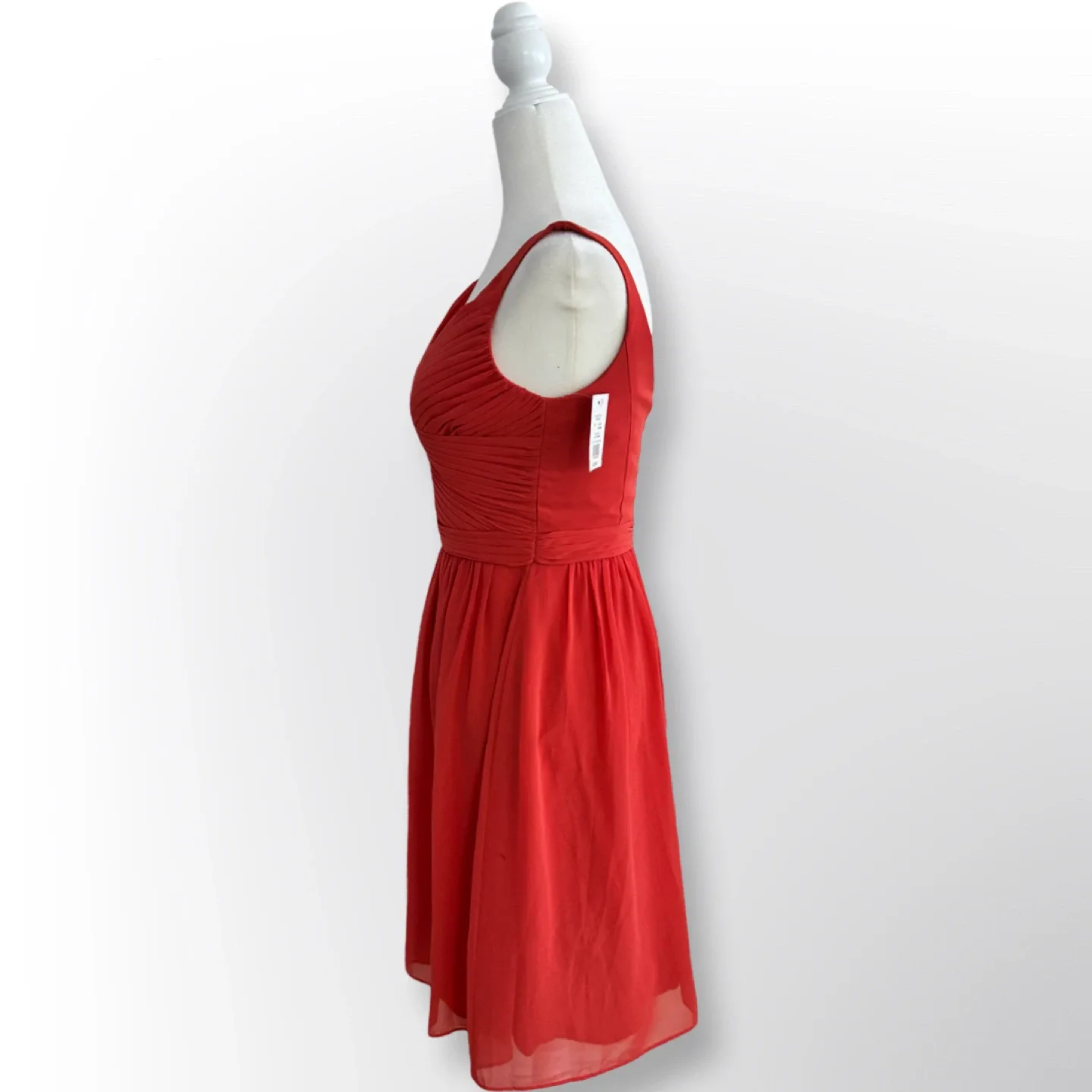 New With Tags! David’s Bridal Chiffon V-Neck Mini Dress | Size 2 image indicator(5)