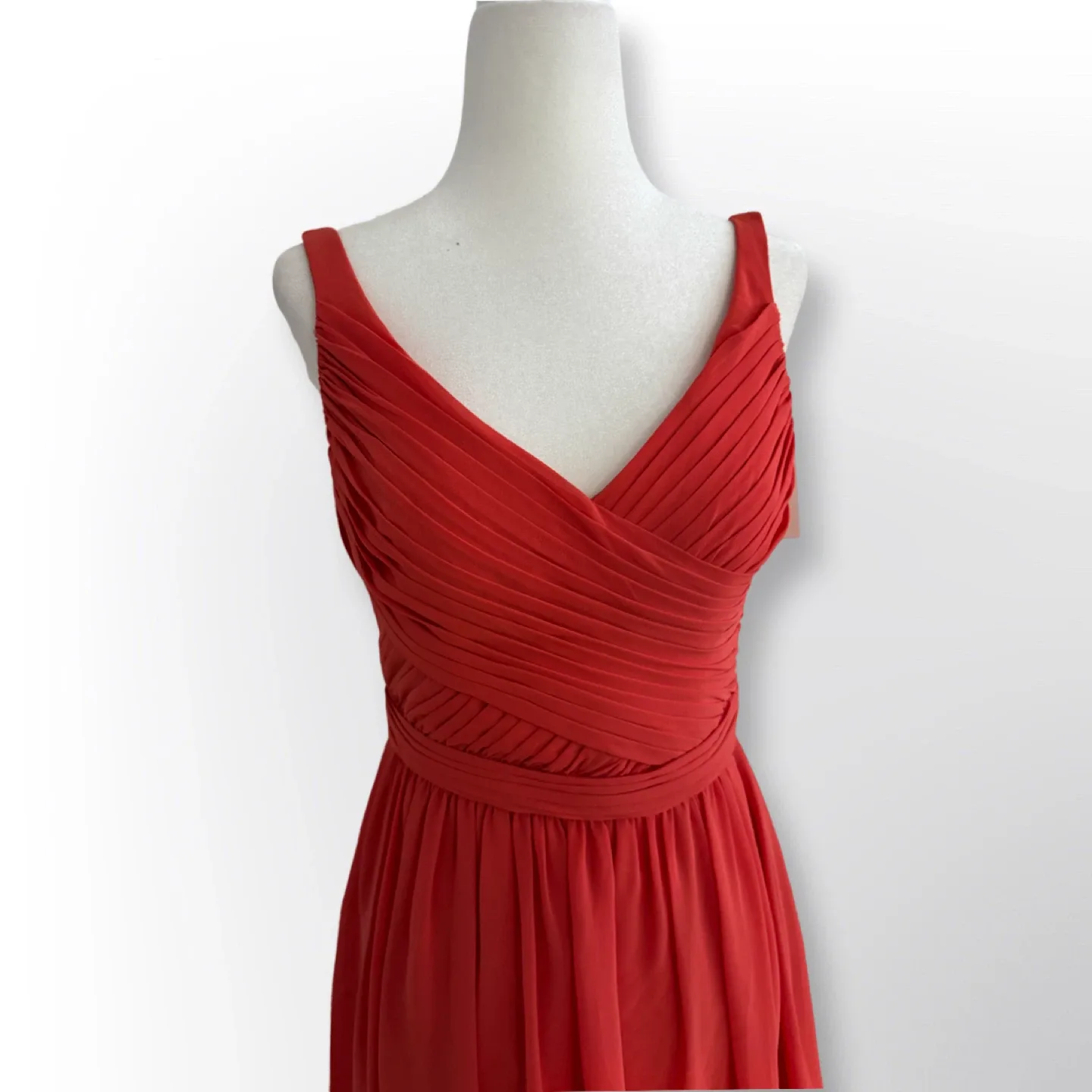 New With Tags! David’s Bridal Chiffon V-Neck Mini Dress | Size 2 image indicator(2)