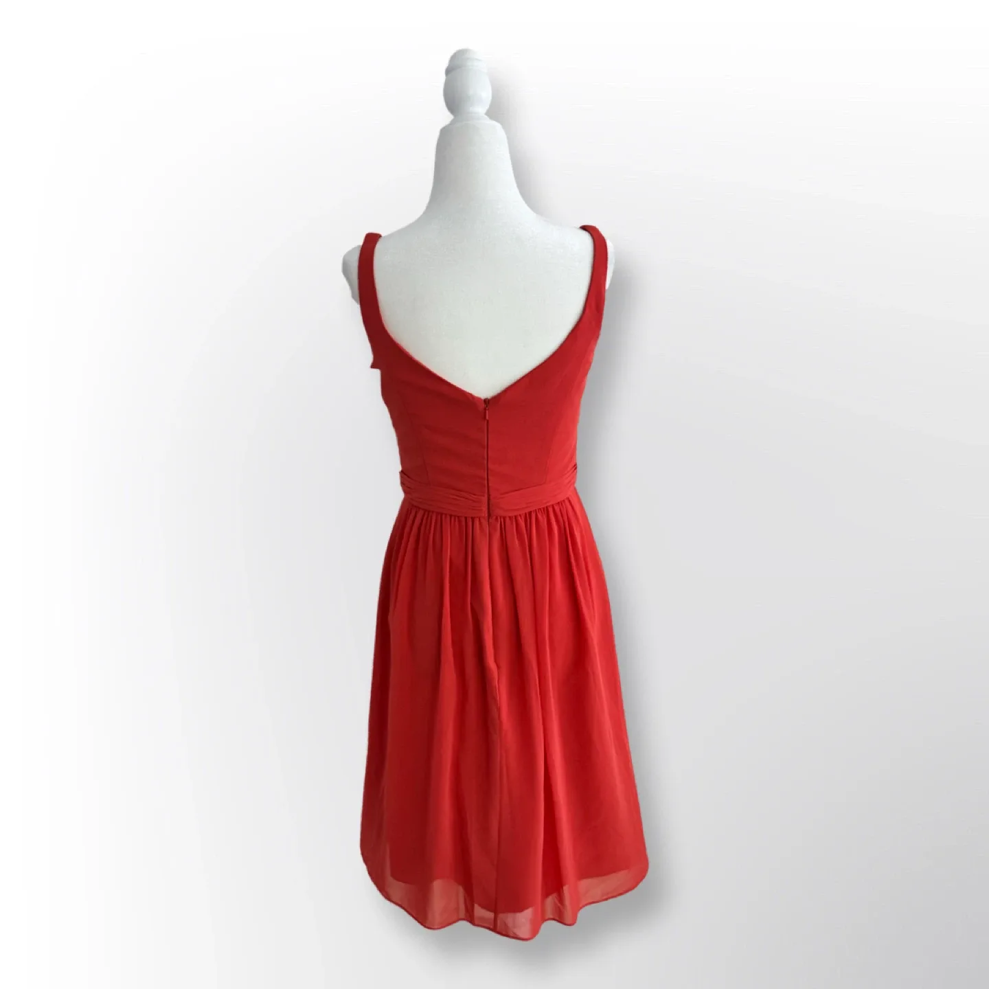 New With Tags! David’s Bridal Chiffon V-Neck Mini Dress | Size 2 image indicator(4)