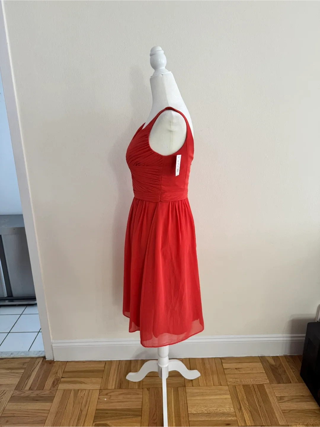 New With Tags! David’s Bridal Chiffon V-Neck Mini Dress | Size 2 image indicator(10)