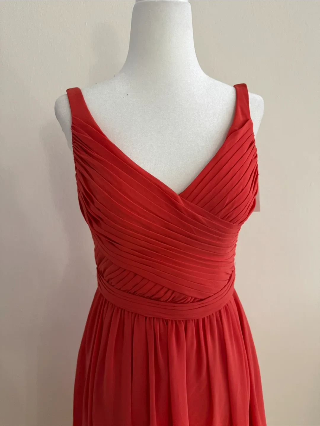 New With Tags! David’s Bridal Chiffon V-Neck Mini Dress | Size 2 image indicator(9)