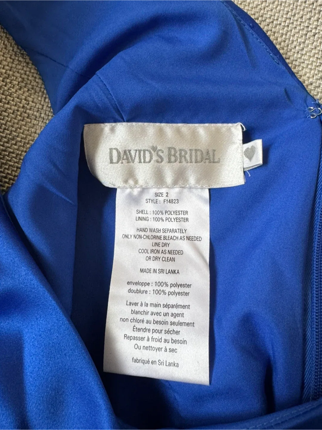 New With Tags! David’s Bridal Blue Satin V-Neck Dress | Size 2 image indicator(6)