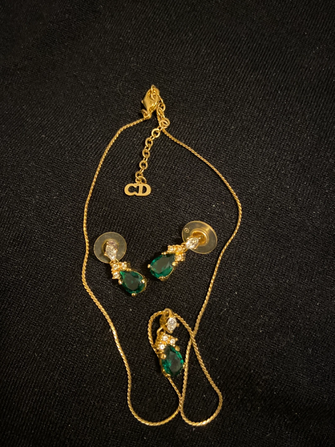 Dior Gold Tone Necklace and Earrings Set