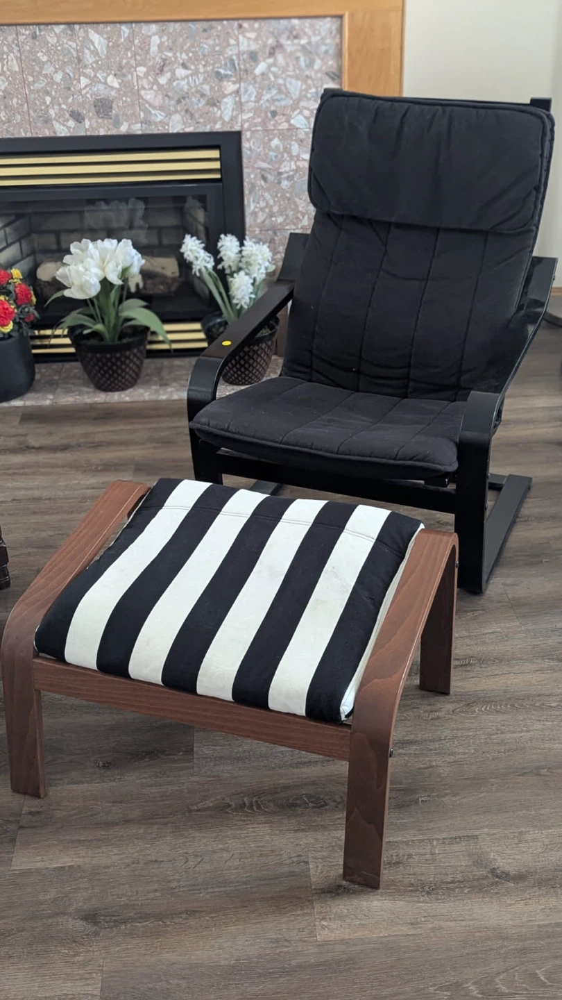 IKEA Phoang Wing Chair and Footstool Set - photo 3