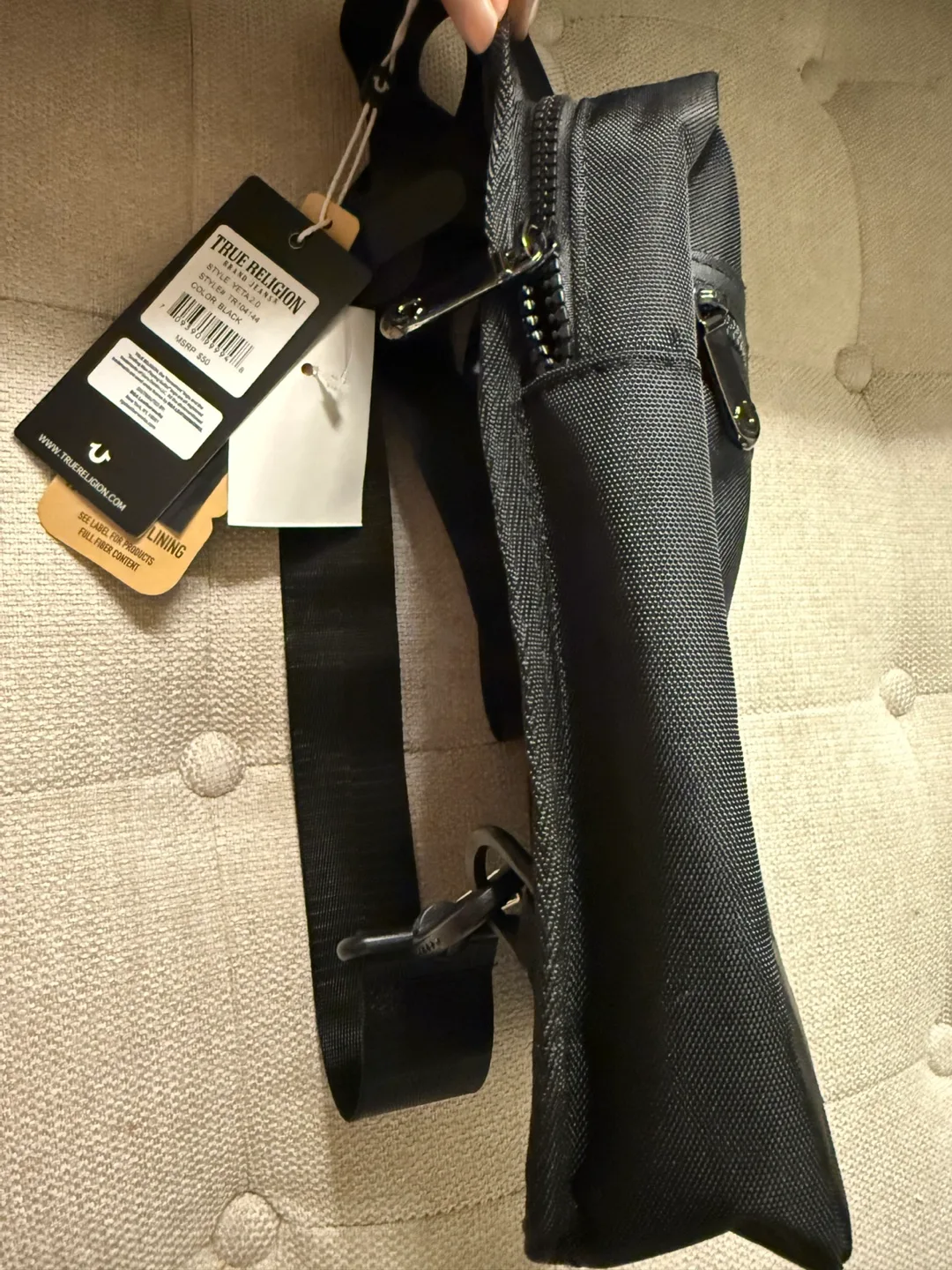 True Religion Black Sling Bag - New with Tags! image indicator(4)
