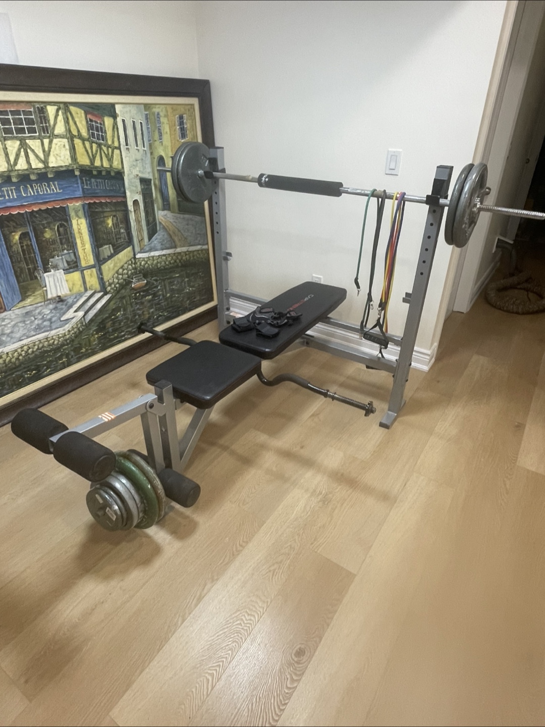 CAP Strength Press Bench with Preacher Curl, Leg Developer