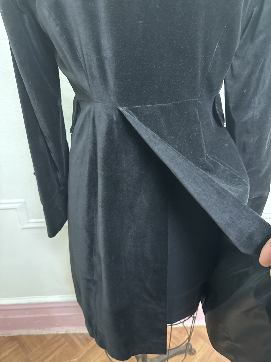 Black Velvet Military Style Coat - photo 5