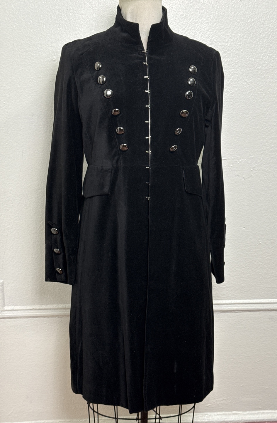 Black Velvet Military Style Coat