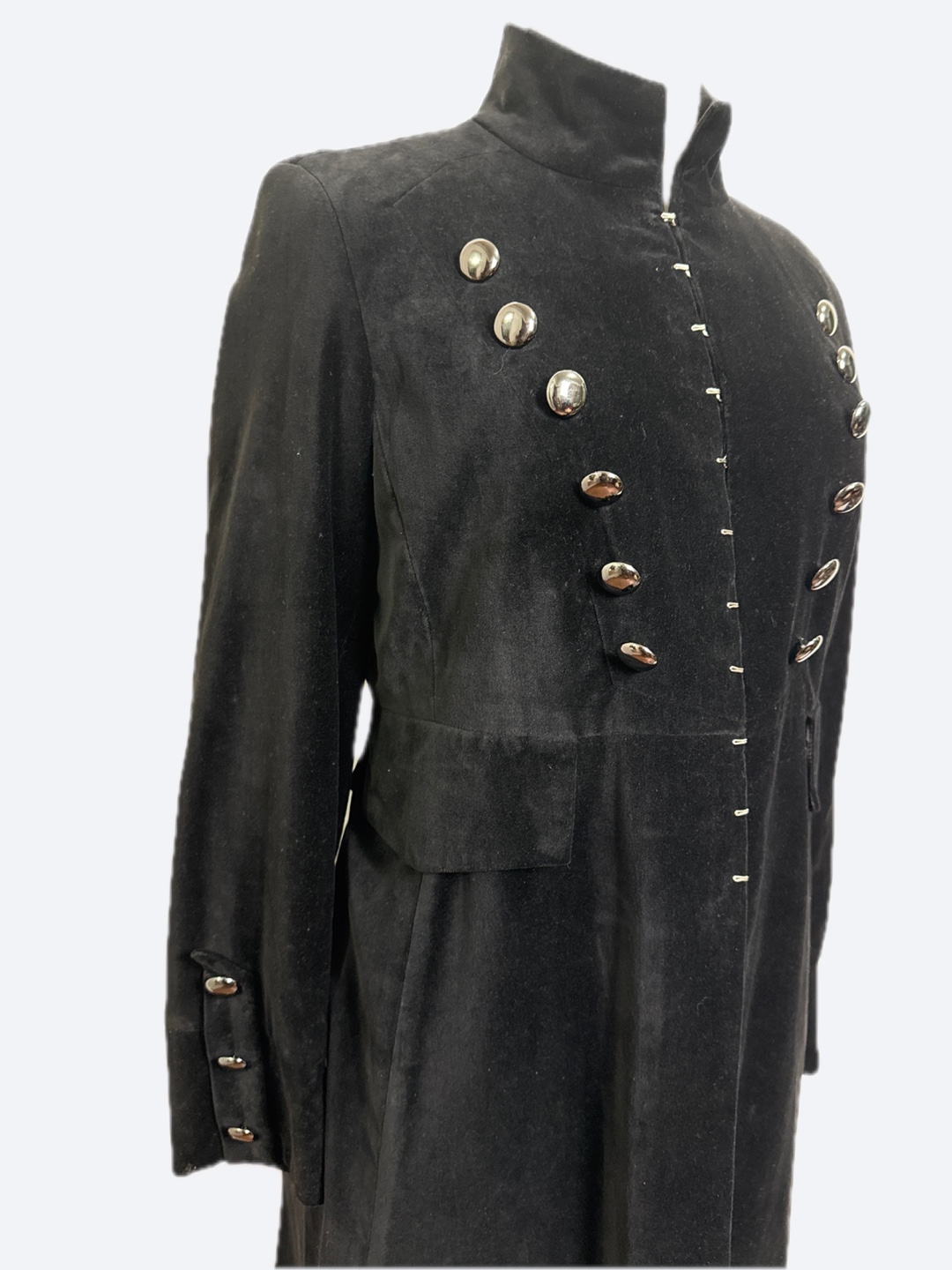 Black Velvet Military Style Coat - photo 3
