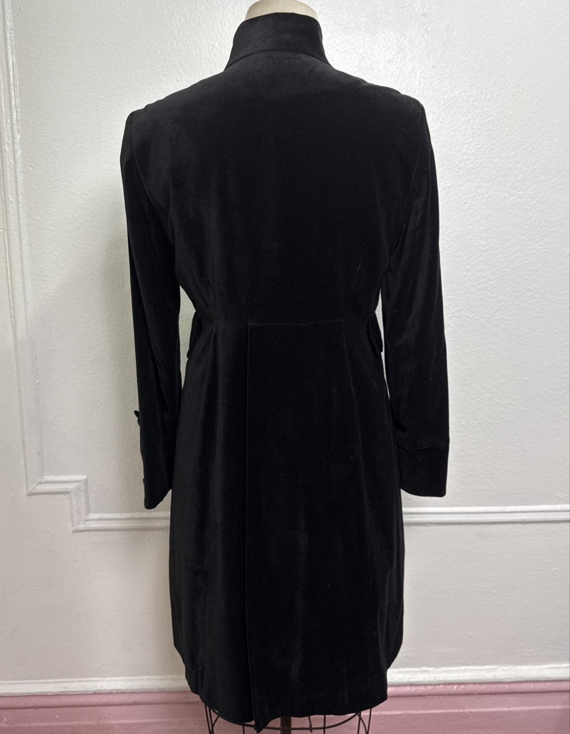 Black Velvet Military Style Coat - photo 4